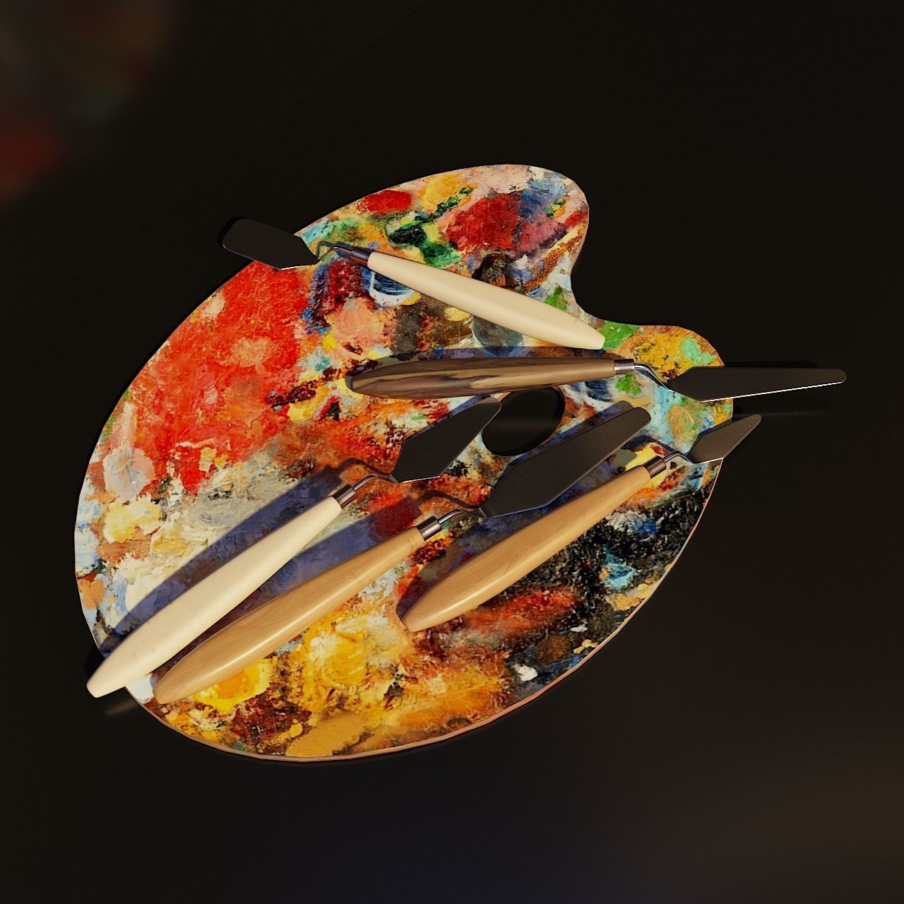 Artist Studio Palette Knifes Set 190 06 3D model_3