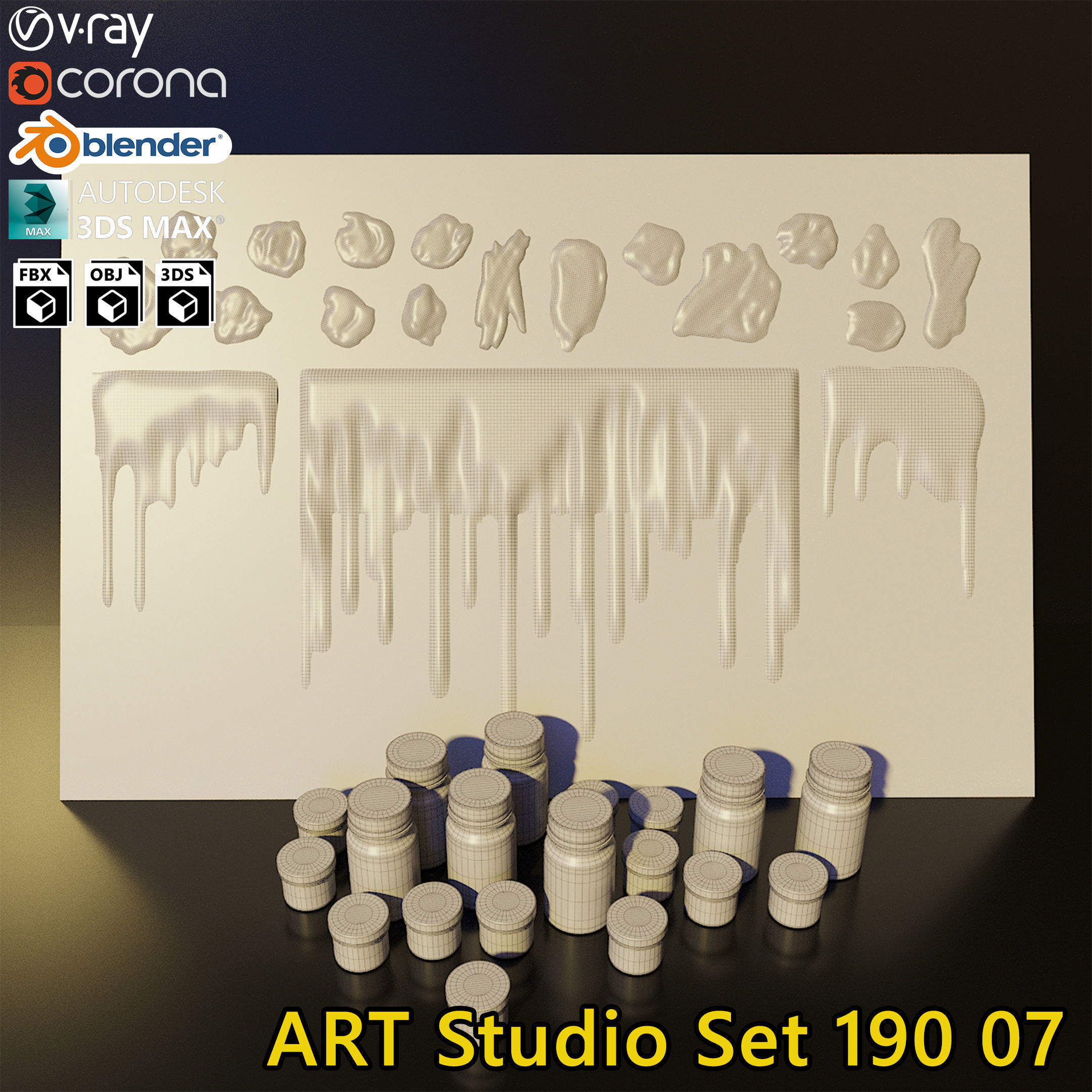 Artist Studio Goache  Smudges Set 190 07 3D model_2