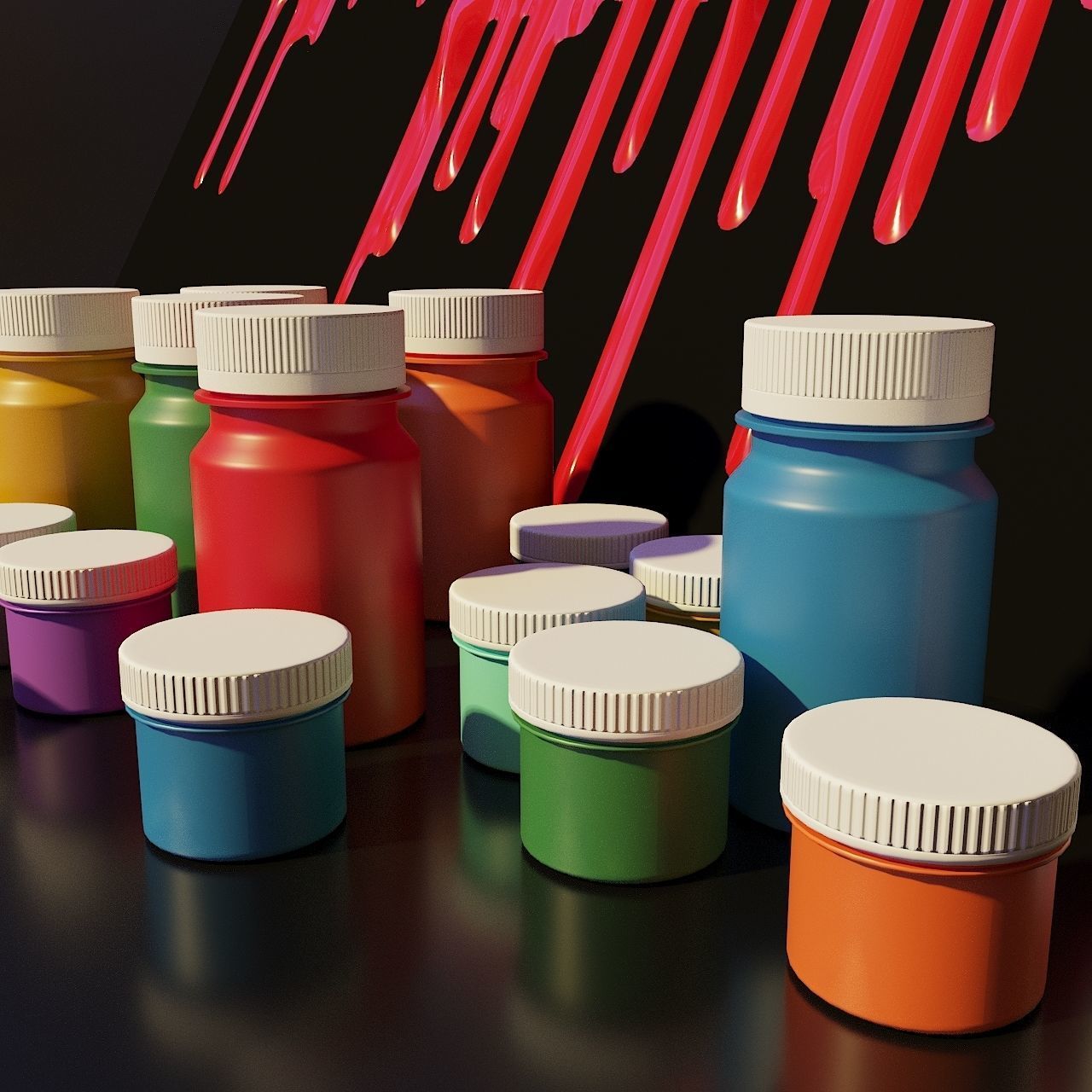 Artist Studio Goache  Smudges Set 190 07 3D model_4