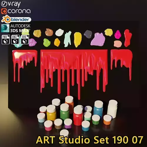 Artist Studio Goache  Smudges Set 190 07 3D model