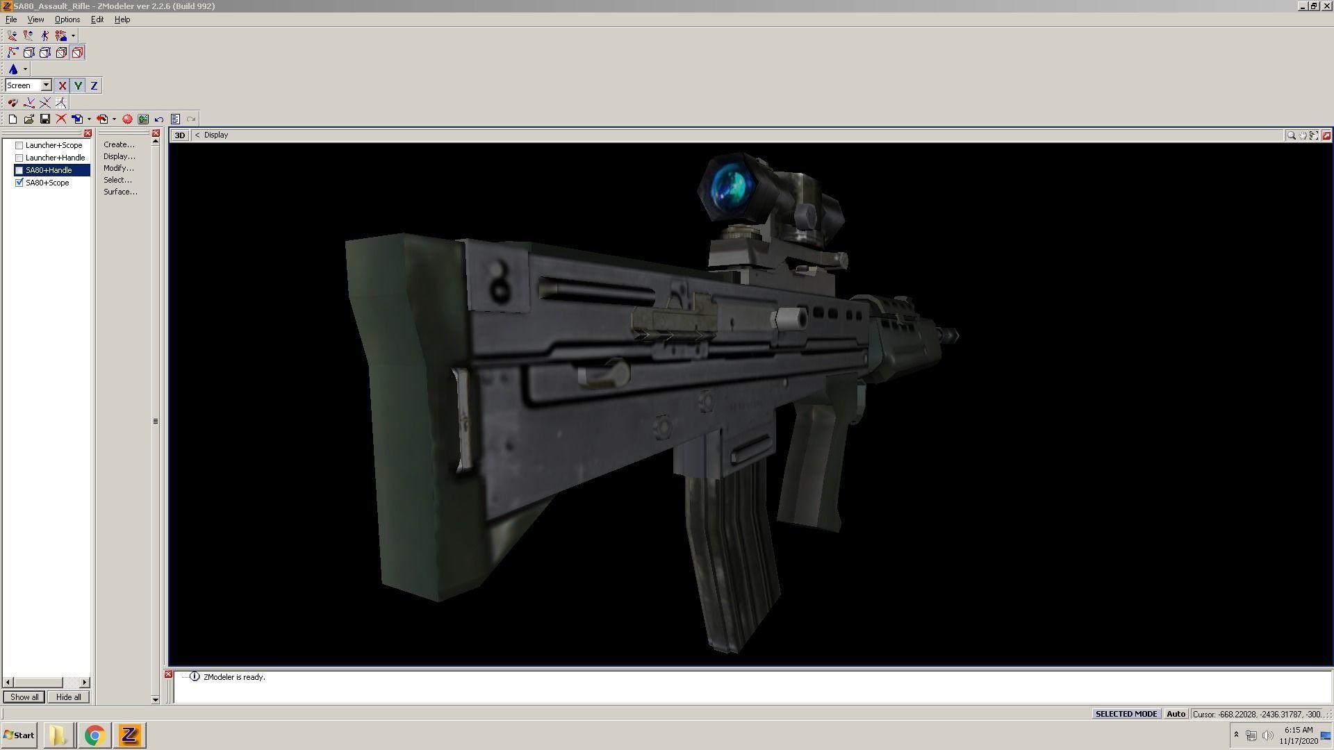 SA80-Scope gun on computer screen Low-poly 3D model_1