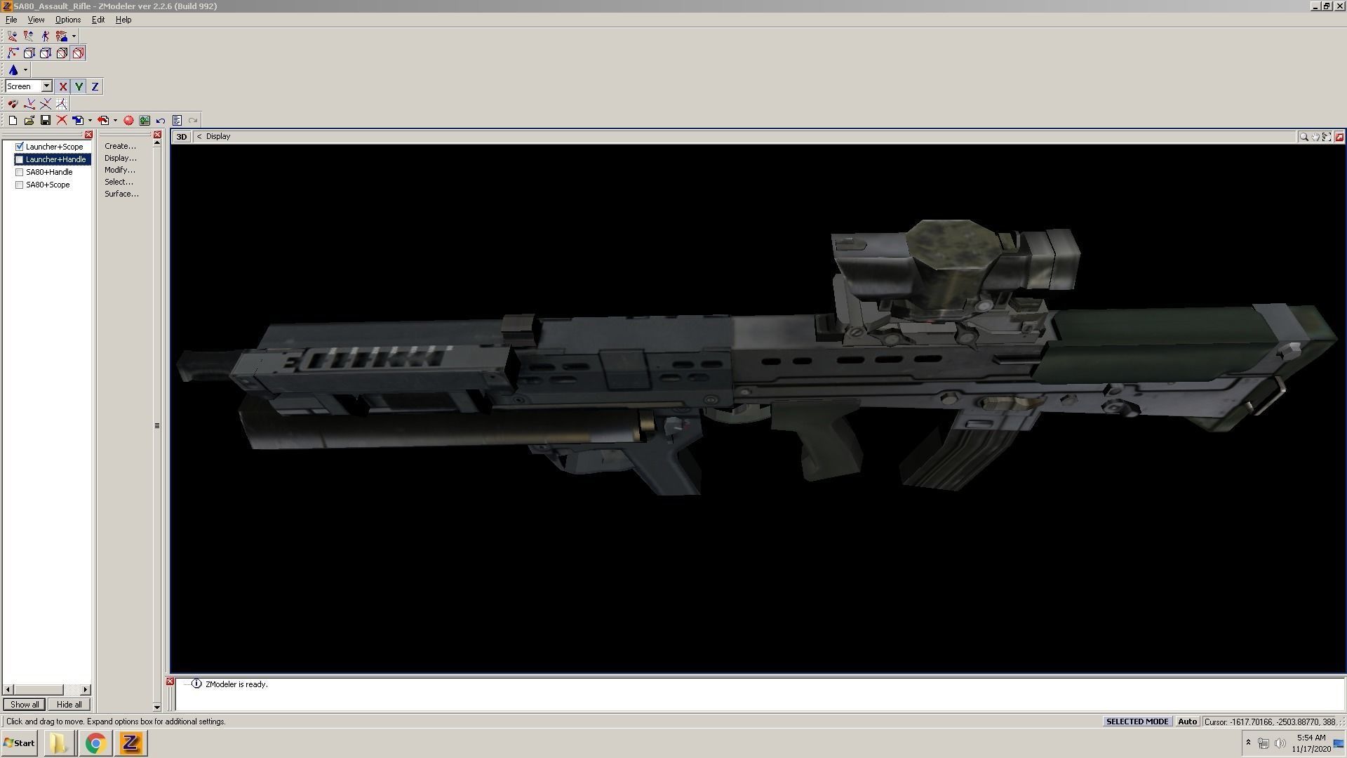 SA80-Launcher-Scope assault rifle in computer screen Low-poly 3D model_9