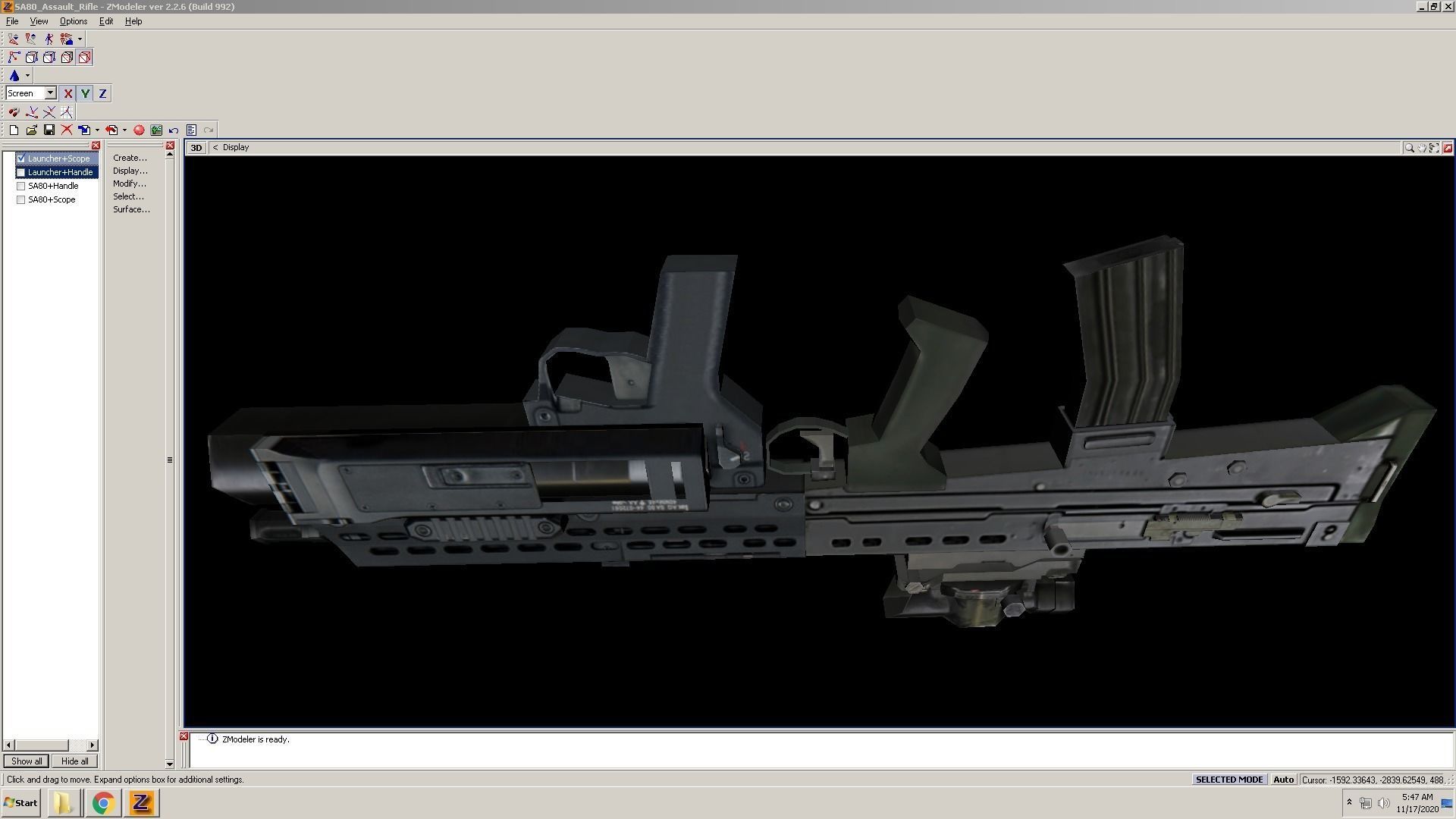 SA80-Launcher-Scope assault rifle in computer screen Low-poly 3D model_7