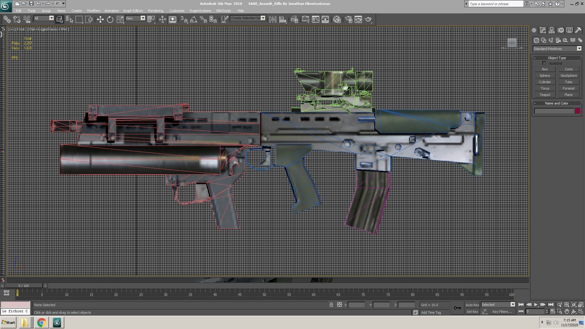 SA80-Launcher-Scope assault rifle in computer screen Low-poly 3D model_4