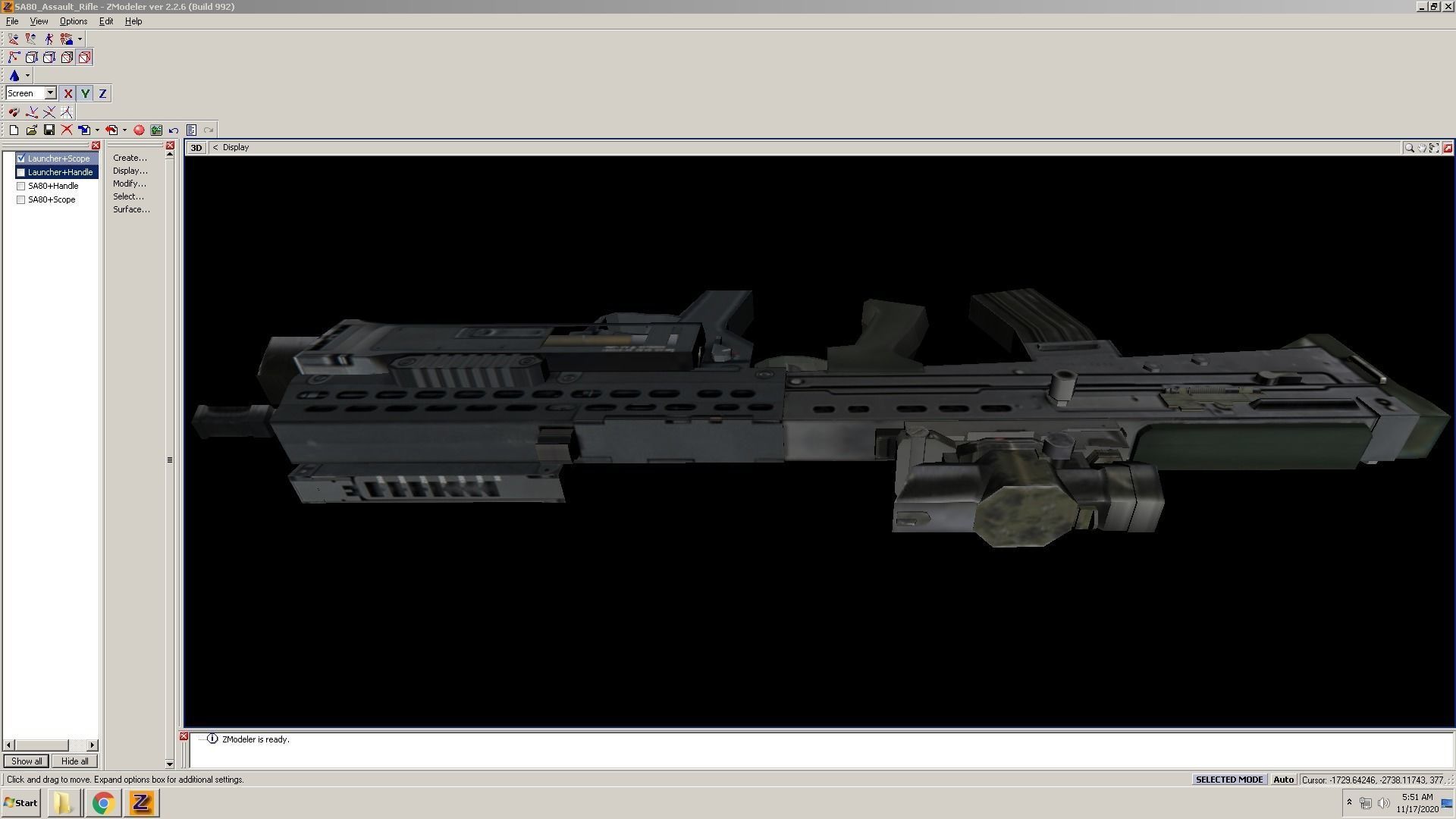 SA80-Launcher-Scope assault rifle in computer screen Low-poly 3D model_8