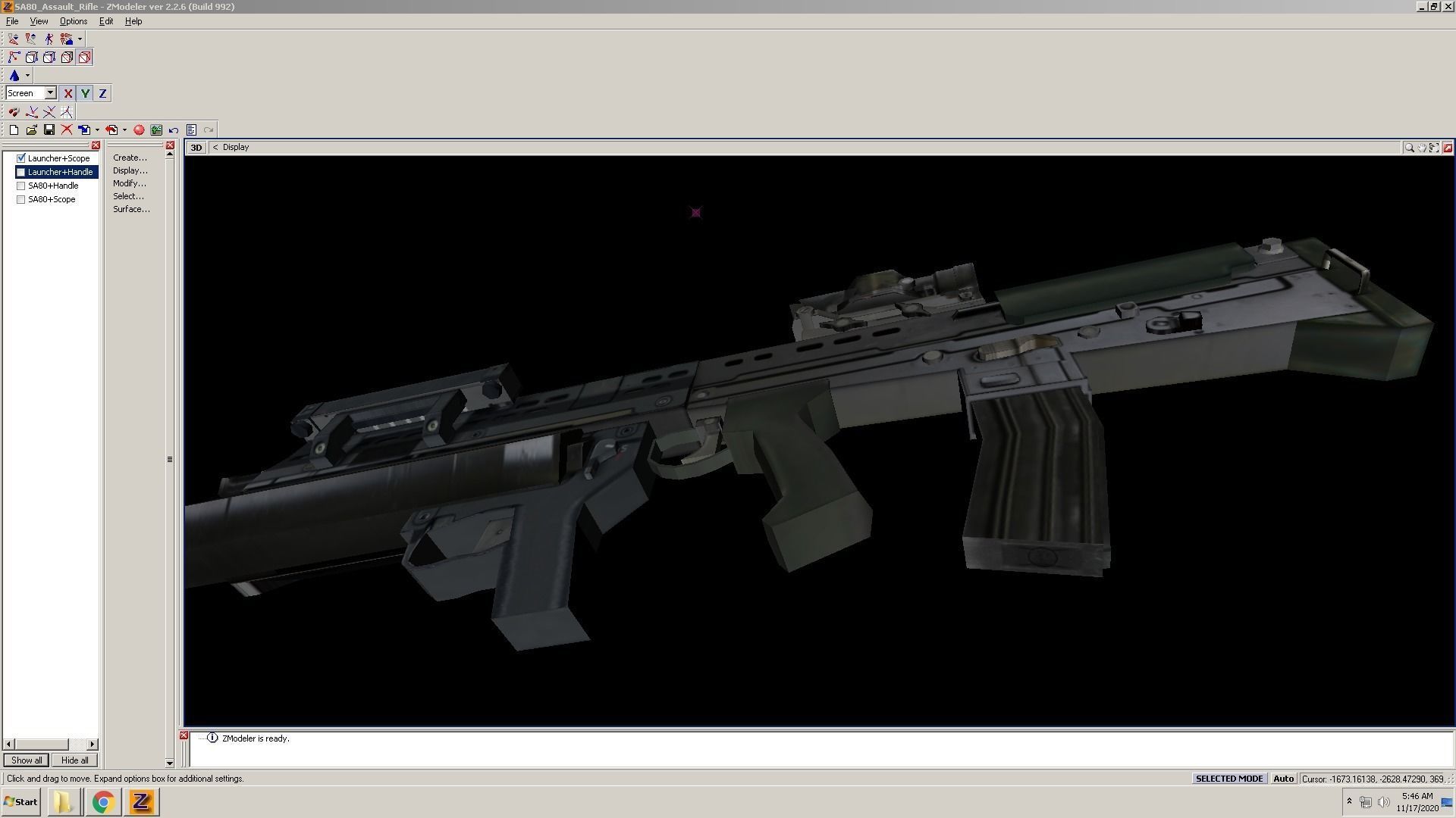SA80-Launcher-Scope assault rifle in computer screen Low-poly 3D model_6
