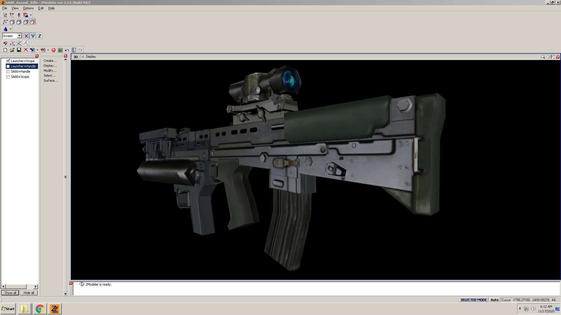 SA80-Launcher-Scope assault rifle in computer screen Low-poly 3D model_12