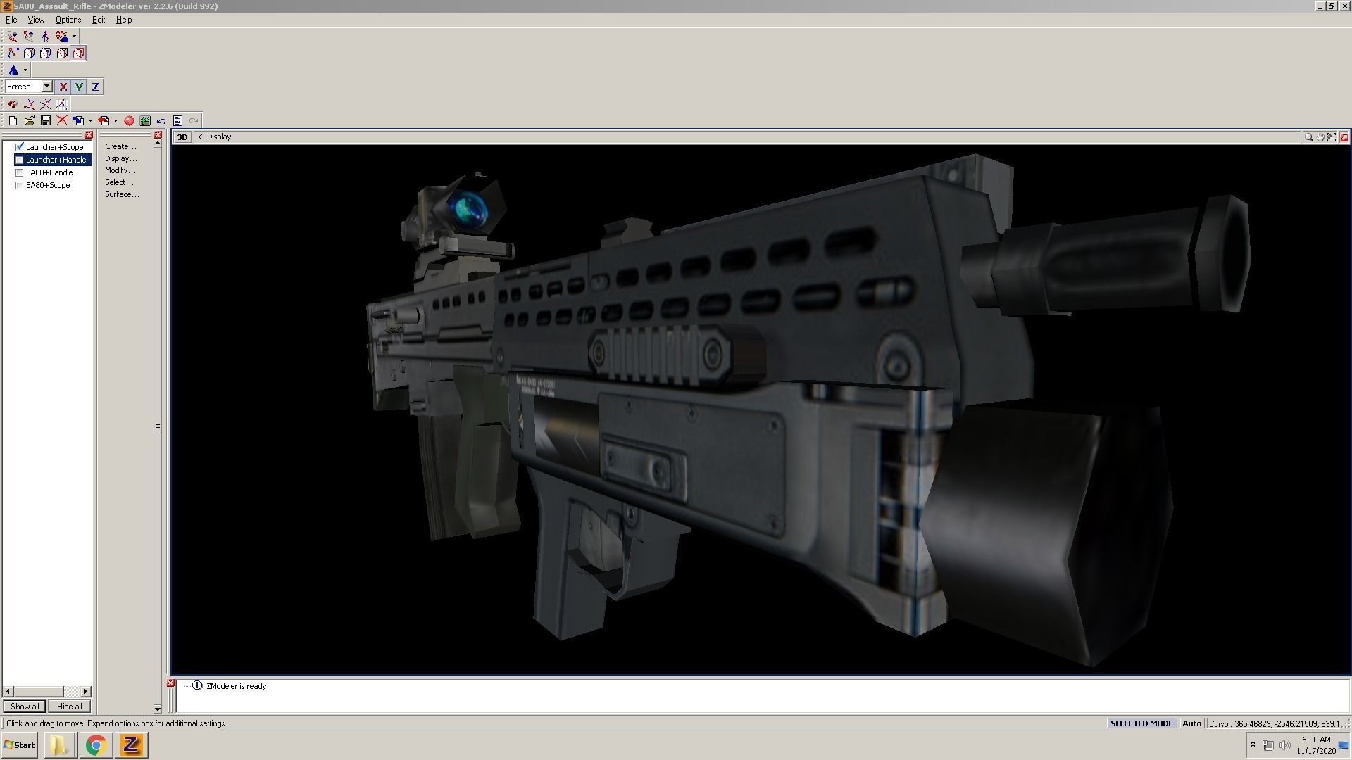 SA80-Launcher-Scope assault rifle in computer screen Low-poly 3D model_11