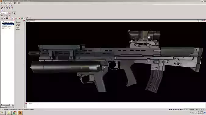 SA80-Launcher-Scope assault rifle in computer screen Low-poly 3D model