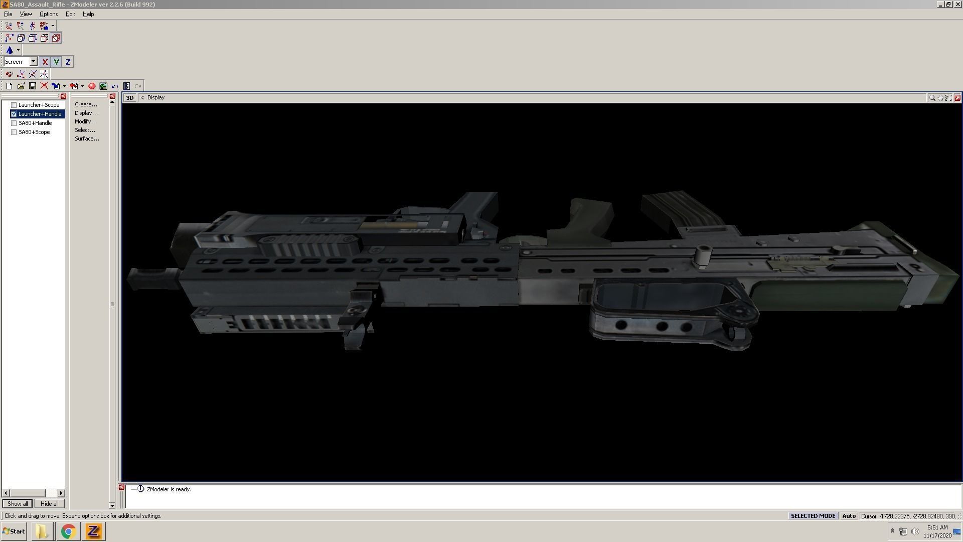 SA80-Launcher-CarryHandle gun on computer screen Low-poly 3D model_8