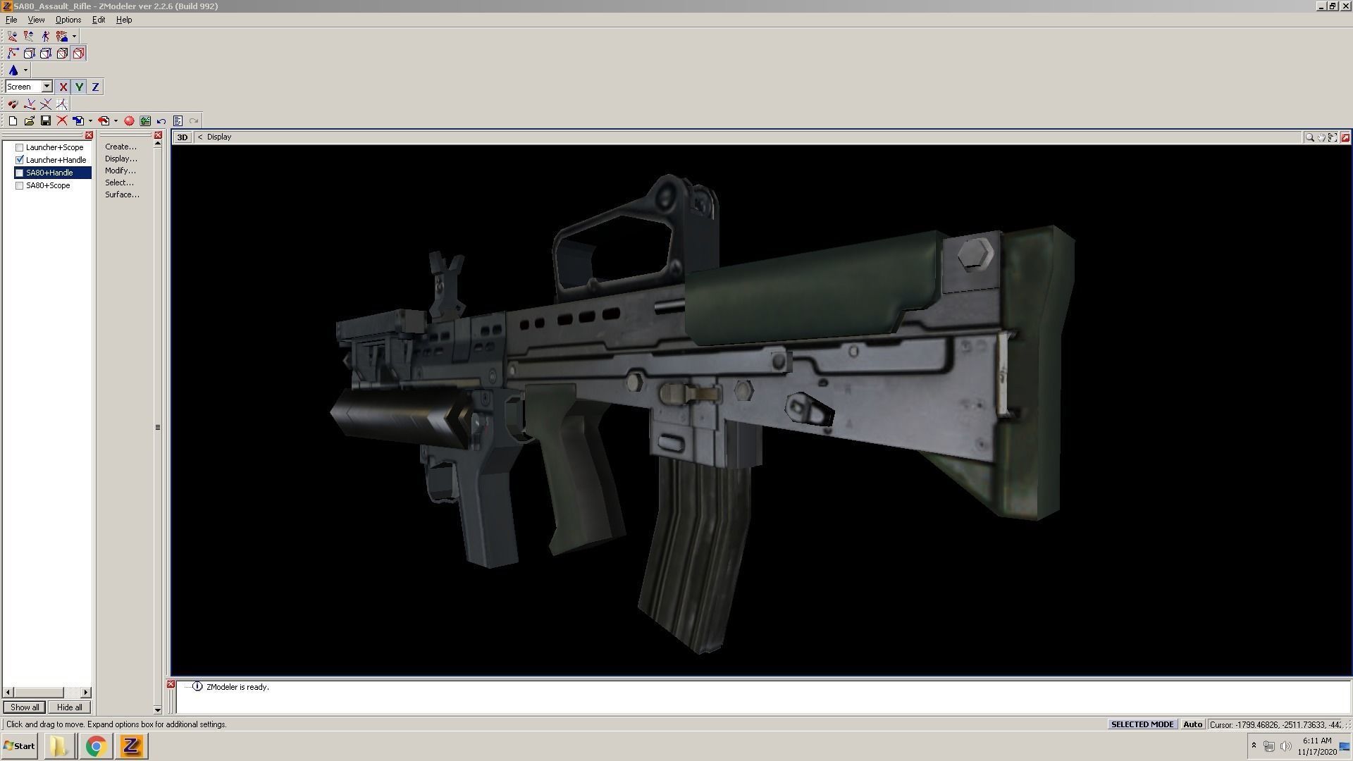 SA80-Launcher-CarryHandle gun on computer screen Low-poly 3D model_12