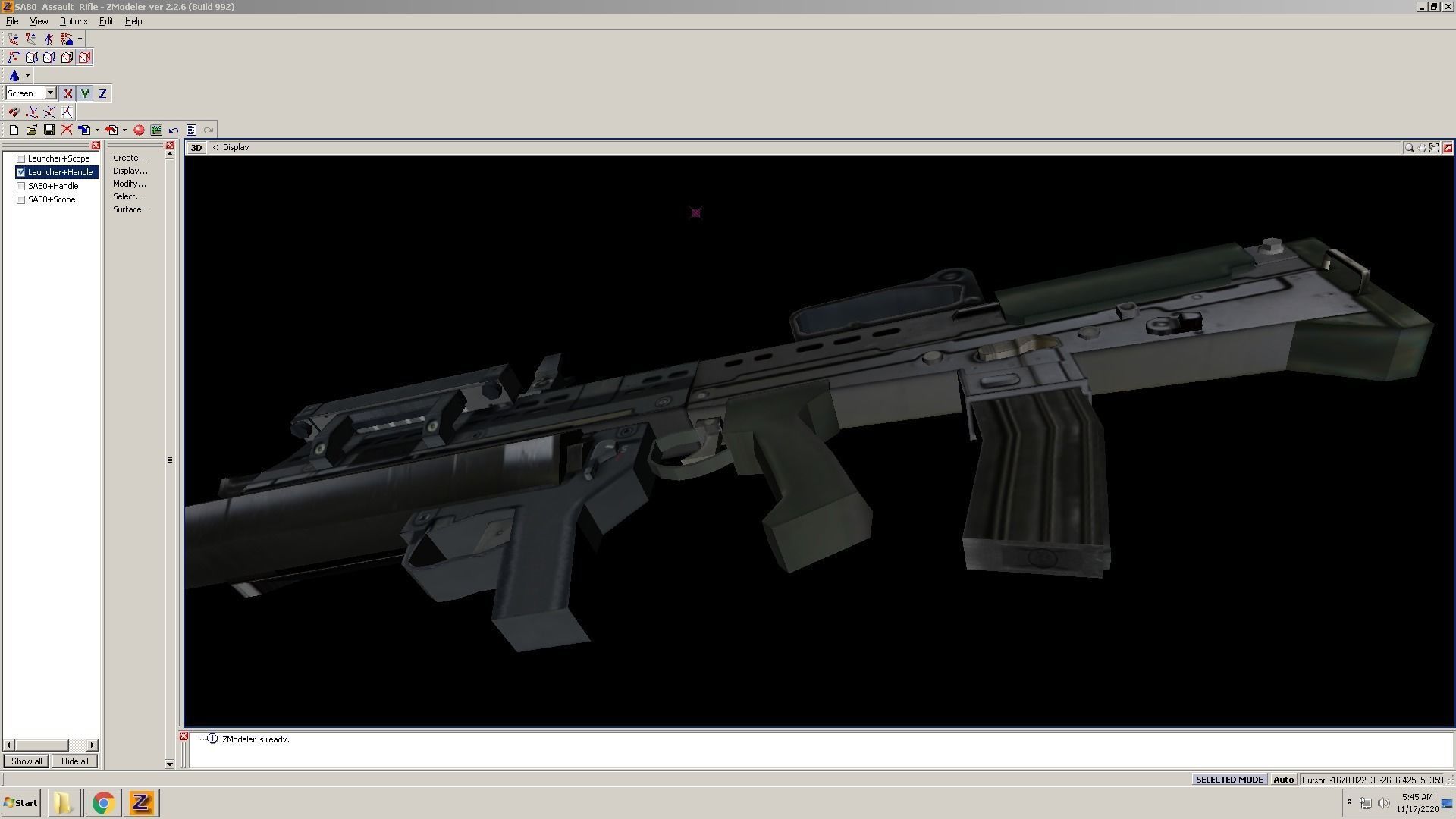 SA80-Launcher-CarryHandle gun on computer screen Low-poly 3D model_6