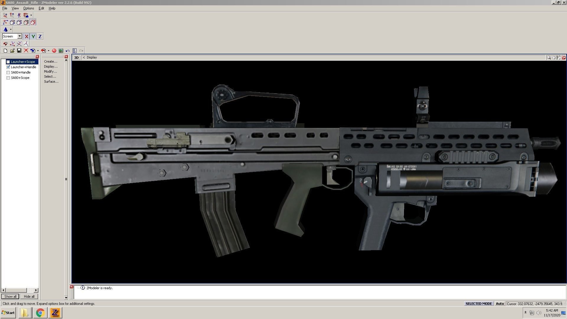 SA80-Launcher-CarryHandle gun on computer screen Low-poly 3D model_5