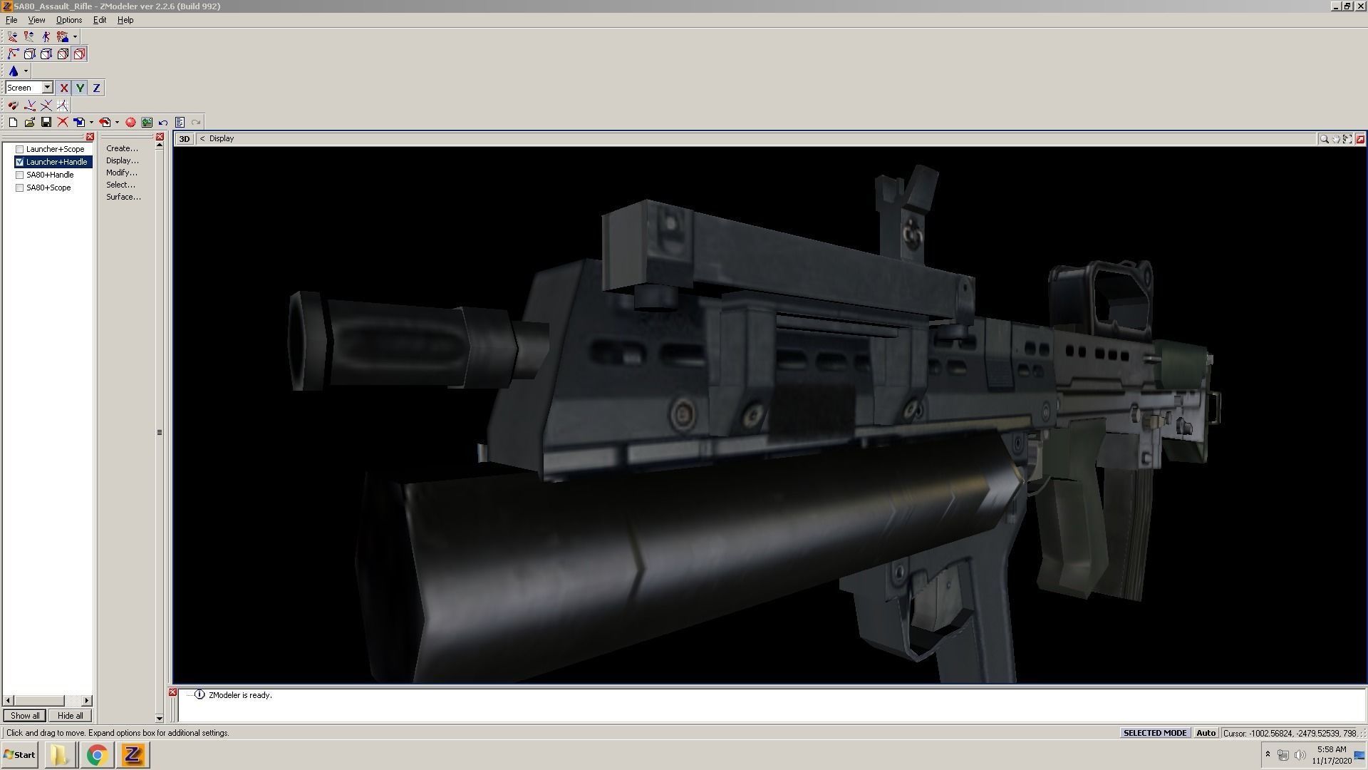 SA80-Launcher-CarryHandle gun on computer screen Low-poly 3D model_10