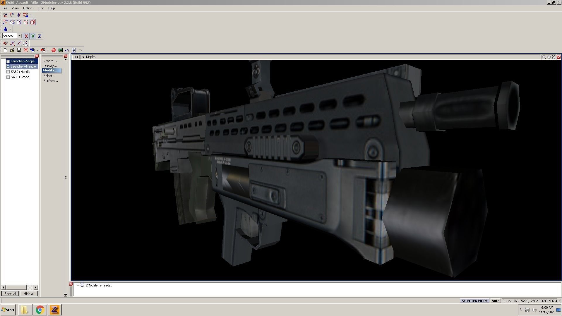 SA80-Launcher-CarryHandle gun on computer screen Low-poly 3D model_11