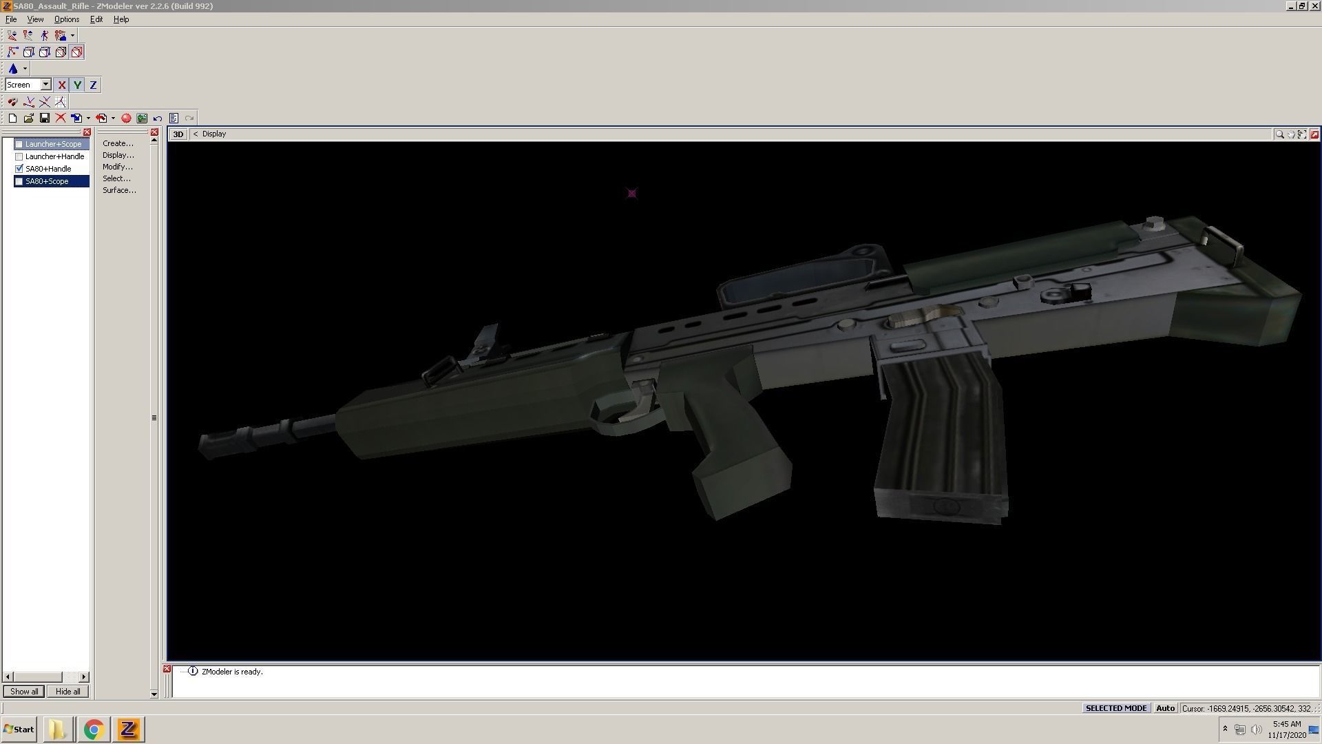 SA80-CarryHandle rifle on computer screen Low-poly 3D model_6