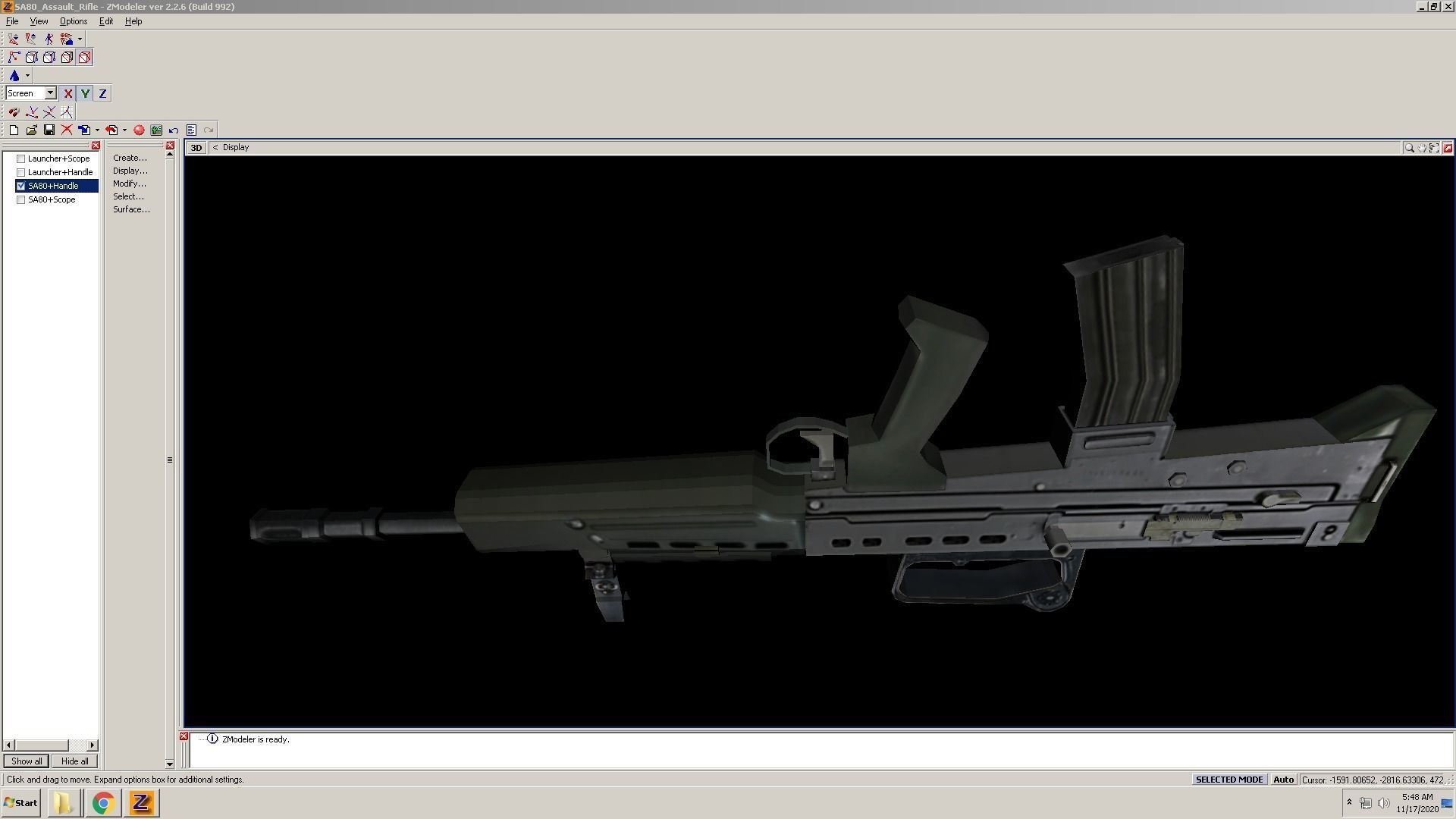 SA80-CarryHandle rifle on computer screen Low-poly 3D model_7