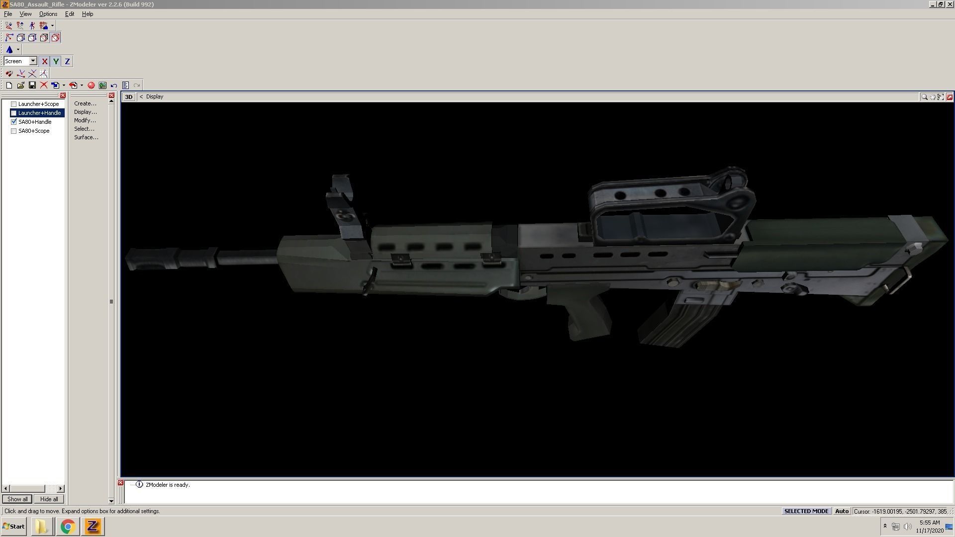 SA80-CarryHandle rifle on computer screen Low-poly 3D model_9