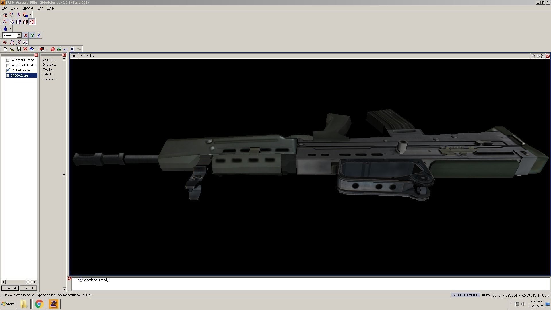 SA80-CarryHandle rifle on computer screen Low-poly 3D model_8
