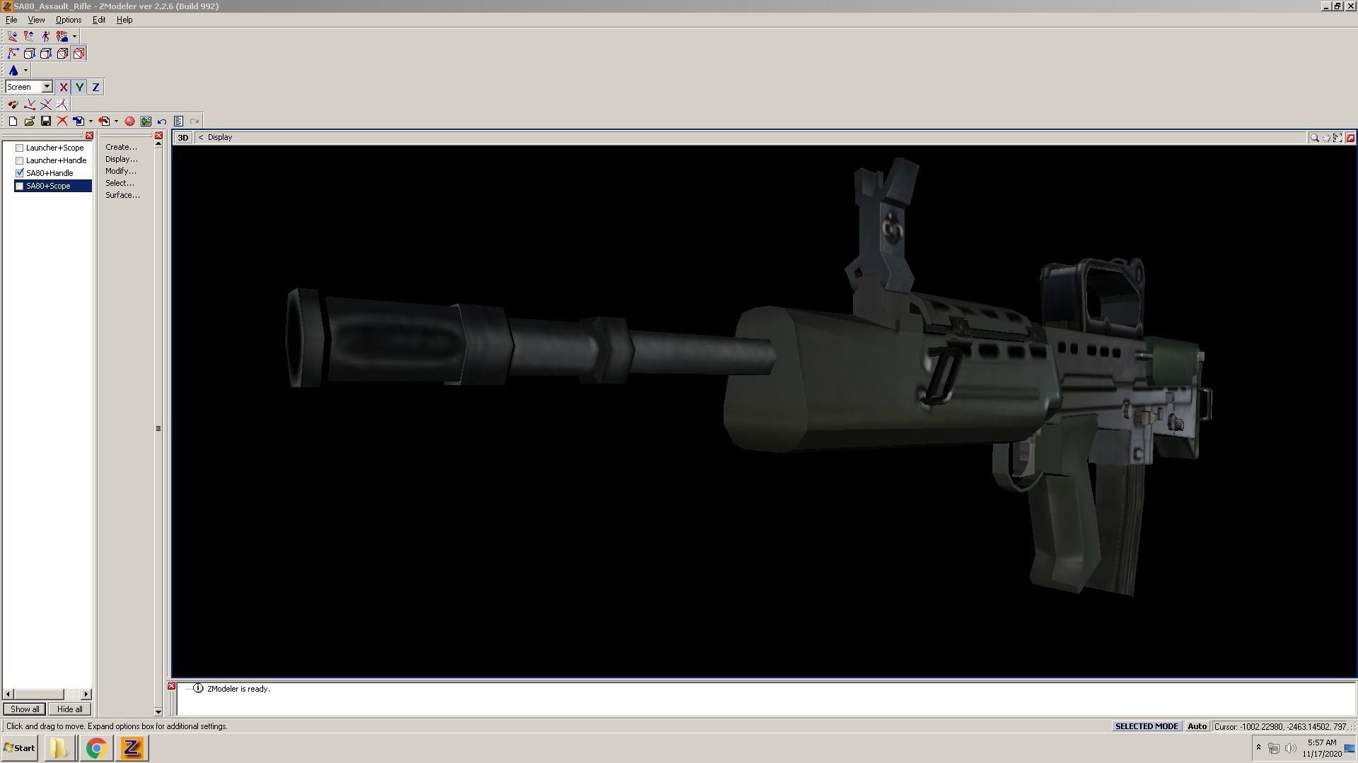 SA80-CarryHandle rifle on computer screen Low-poly 3D model_10
