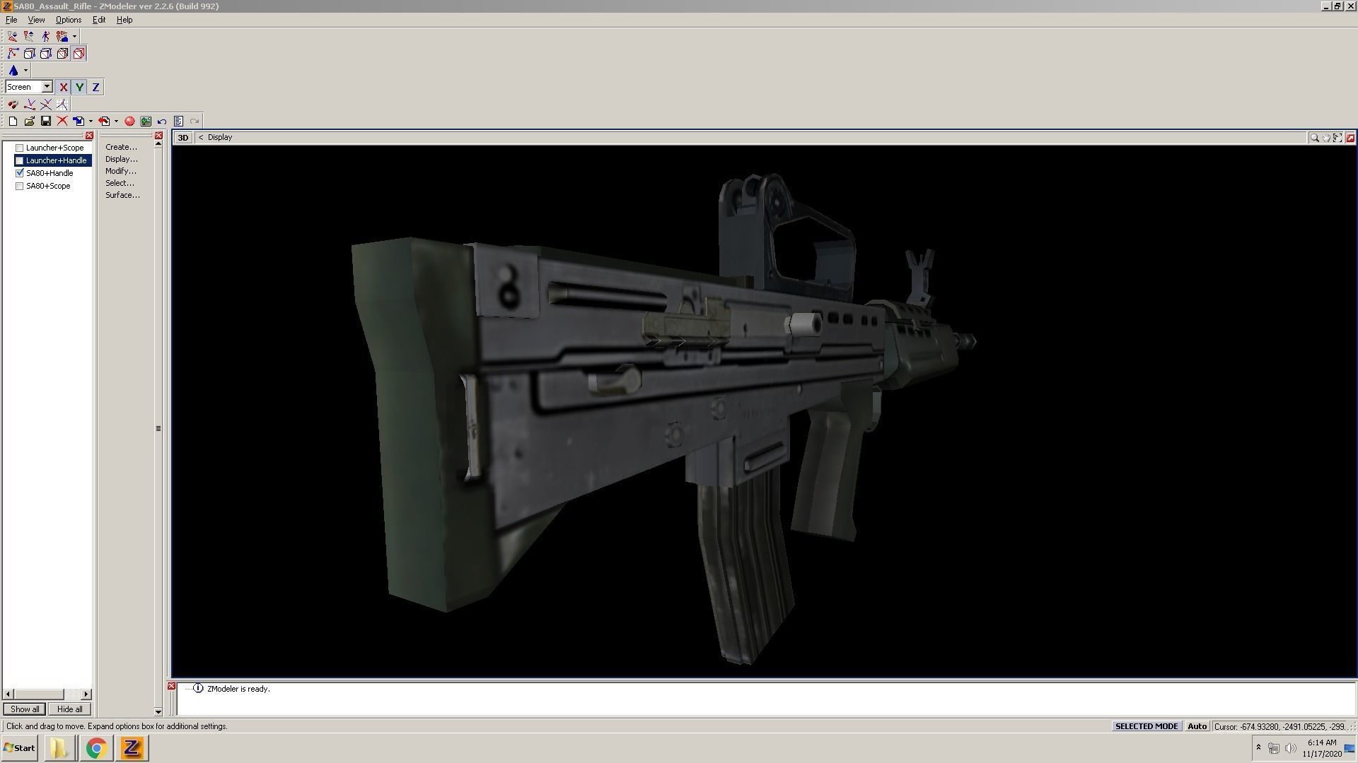 SA80-CarryHandle rifle on computer screen Low-poly 3D model_1