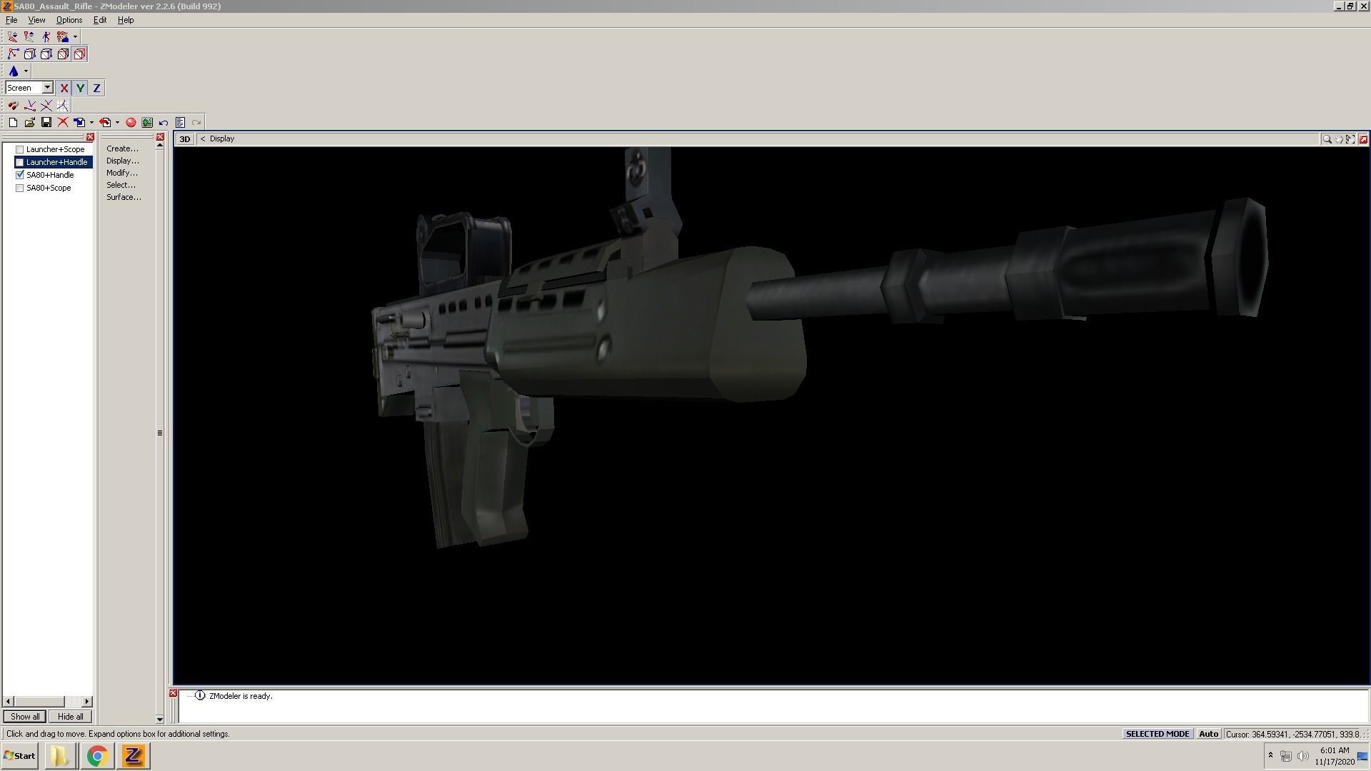 SA80-CarryHandle rifle on computer screen Low-poly 3D model_11