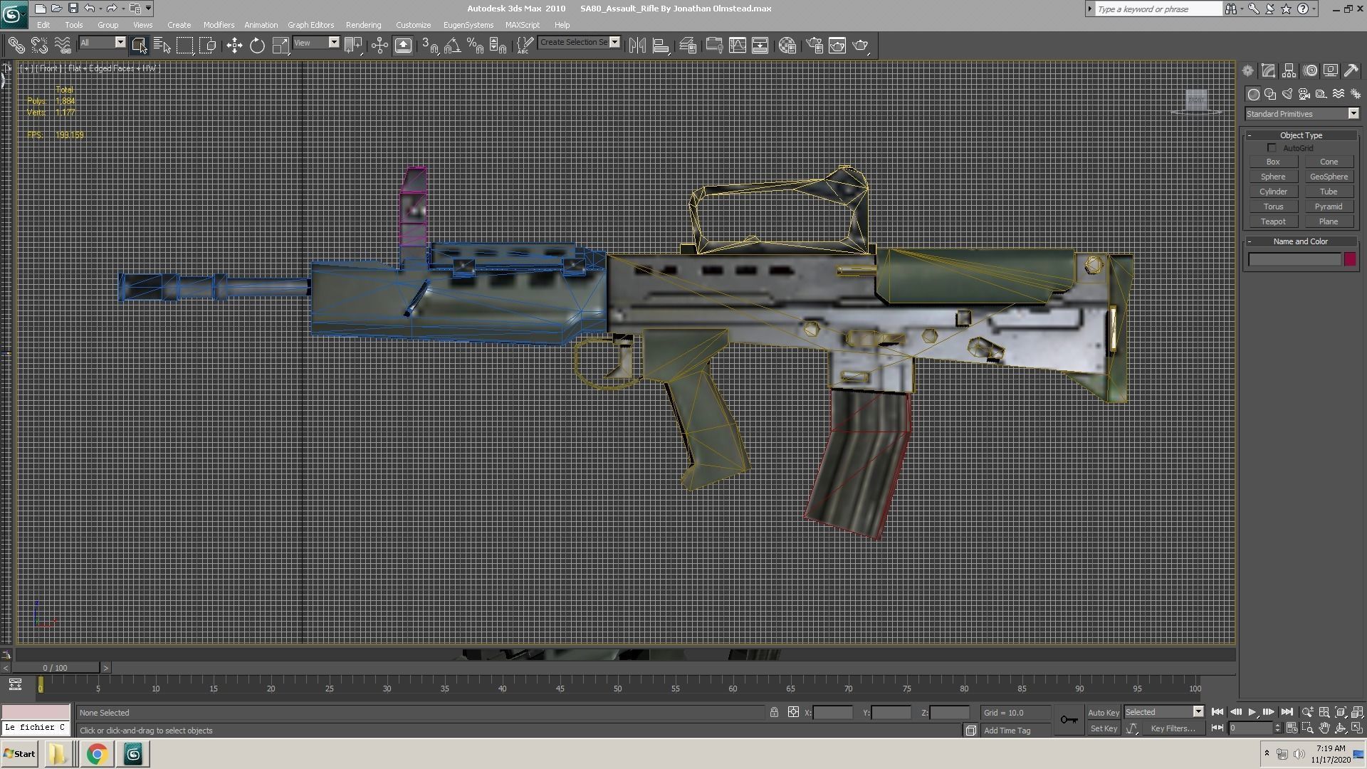 SA80-CarryHandle rifle on computer screen Low-poly 3D model_4