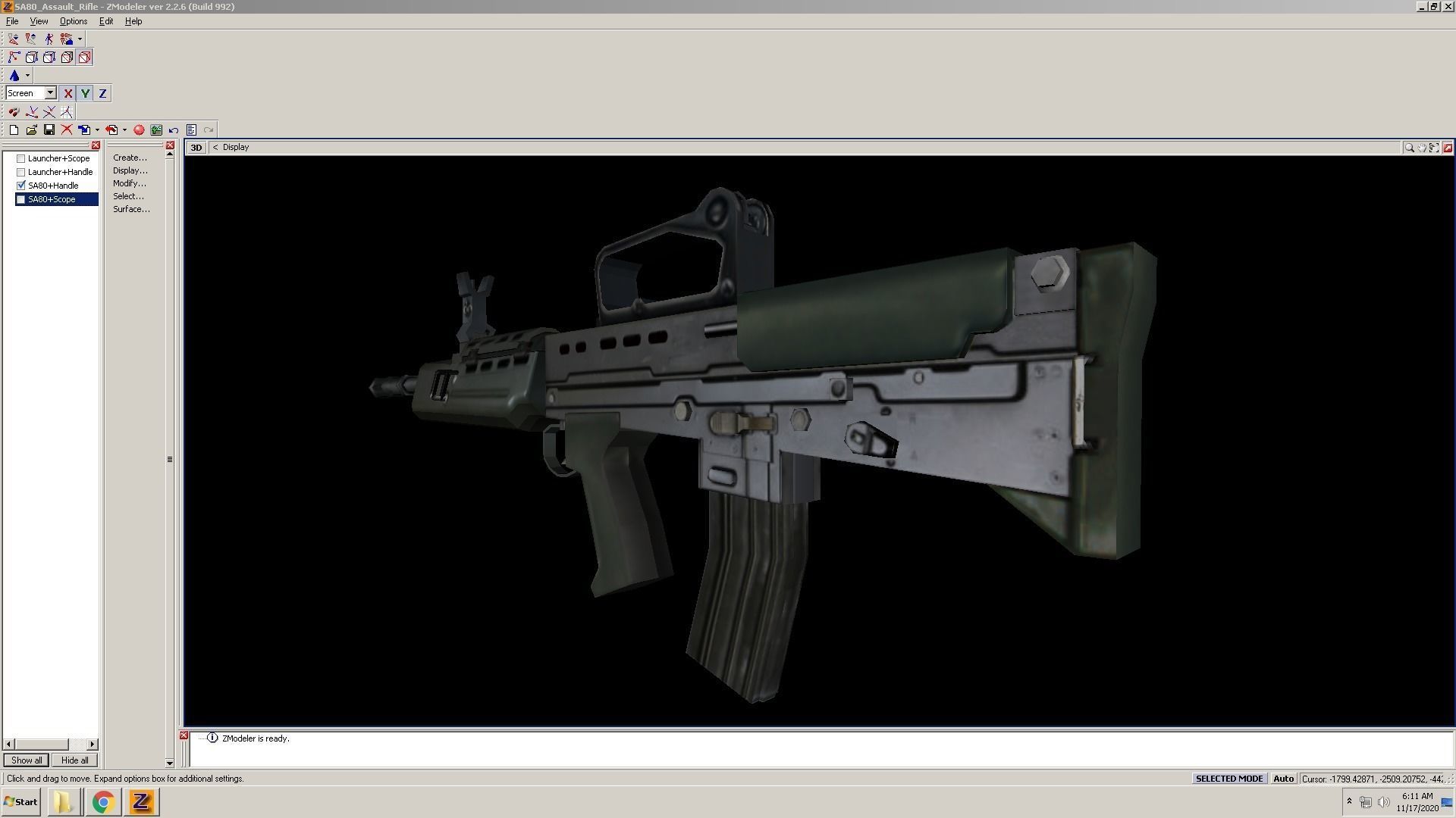 SA80-CarryHandle rifle on computer screen Low-poly 3D model_12