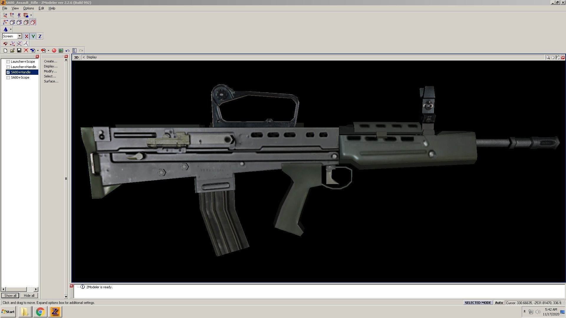 SA80-CarryHandle rifle on computer screen Low-poly 3D model_5