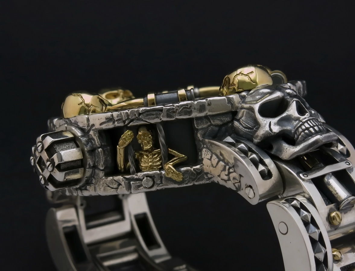 Exclusive clock with skeletons in prison 3D print model_3