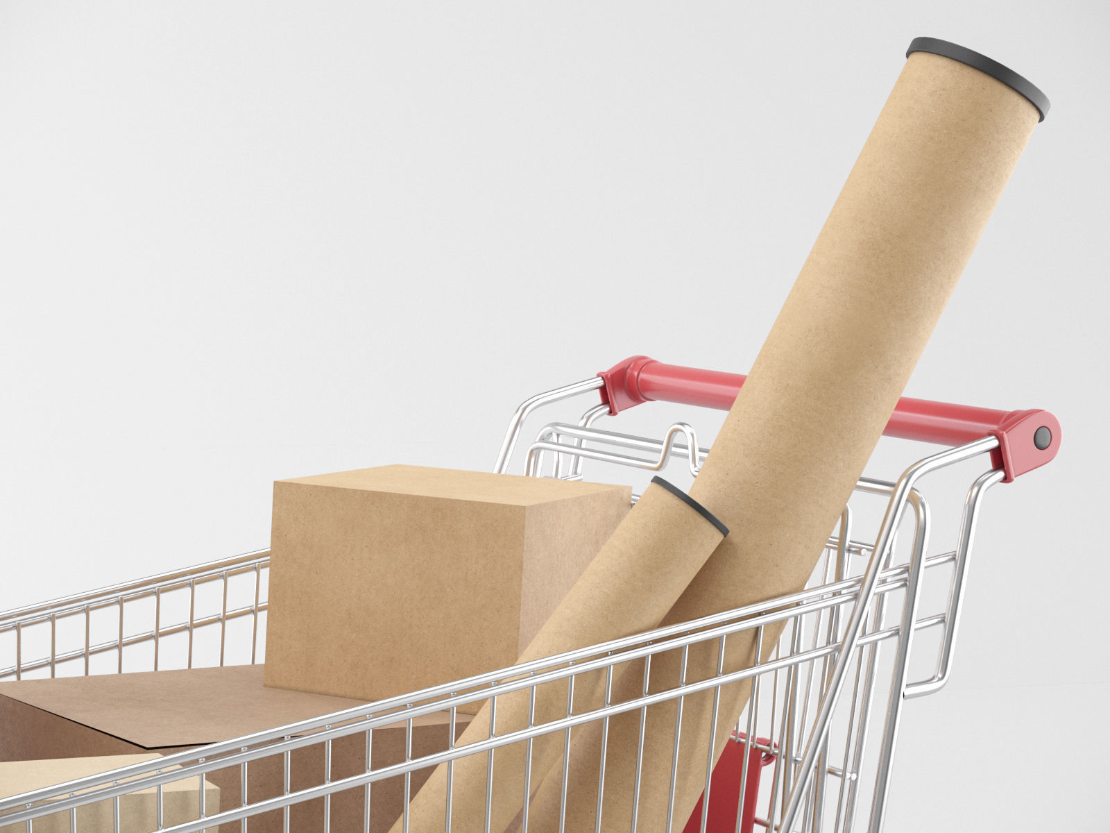 Shopping Cart with Boxes 3D model_5