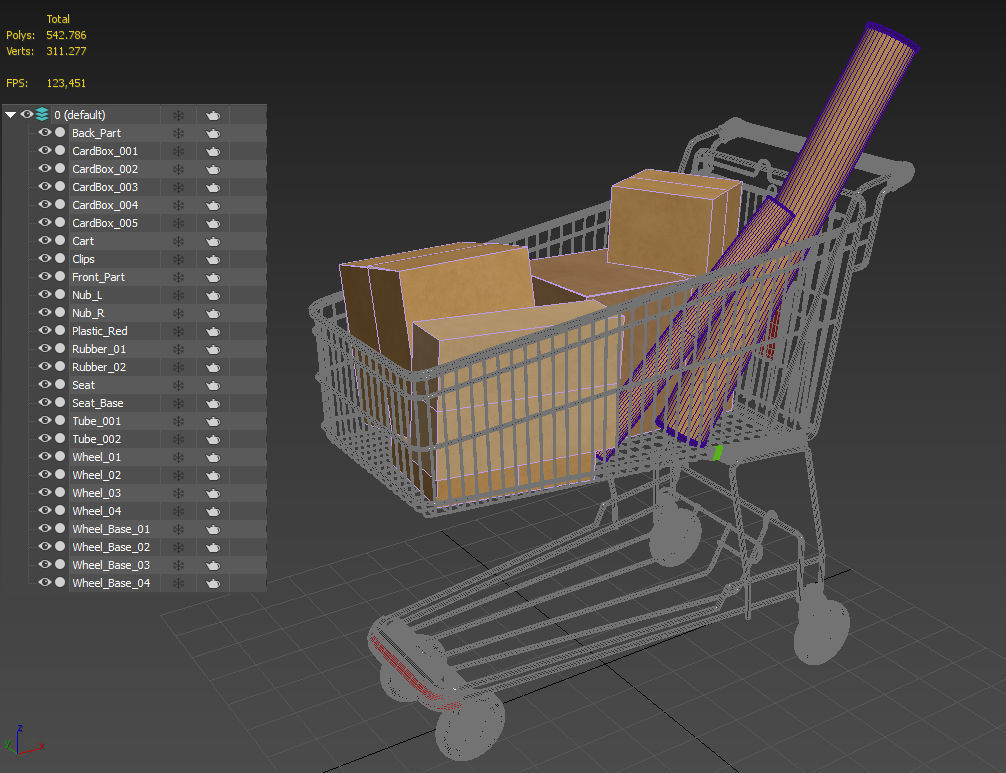 Shopping Cart with Boxes 3D model_8