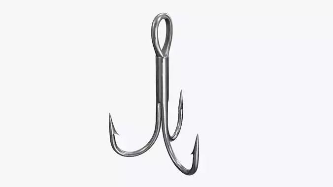 Triple fishing hook 3D model