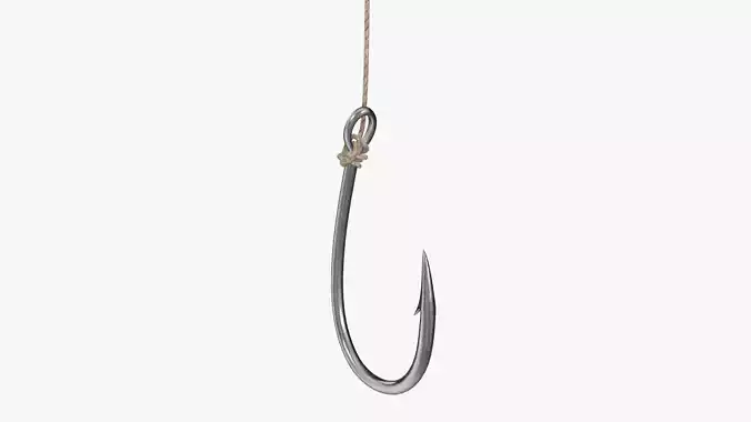 Fishing hook with line 3D model