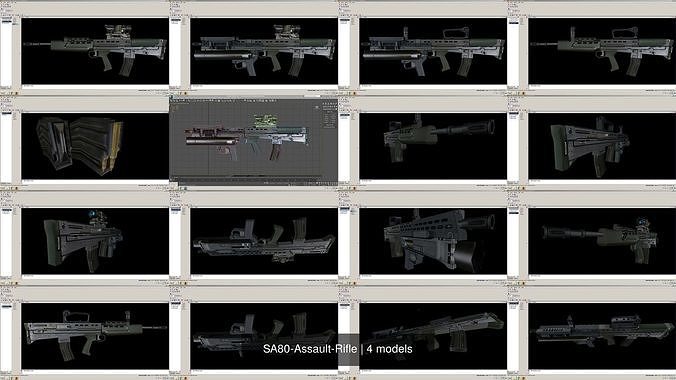 SA80-Assault-Rifle weapons pack 3D Model Collection
