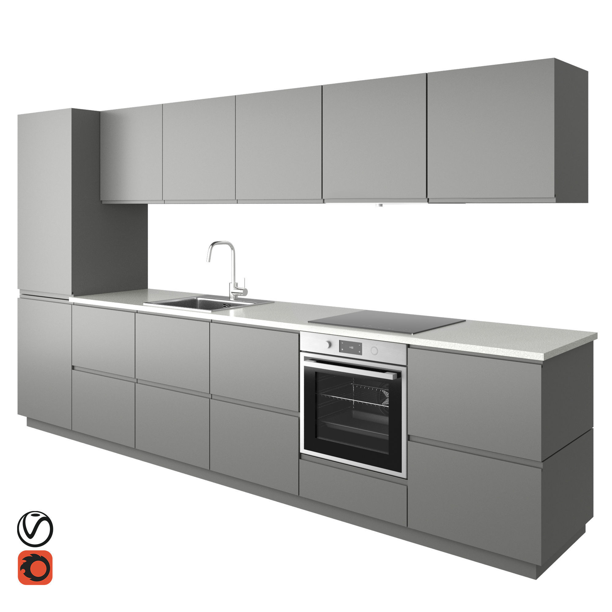 Modern kitchen VOXTORP GRAY 3D model_0