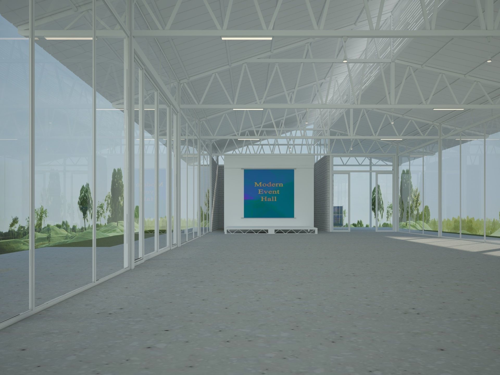 Modern Event Hall 3D model_3