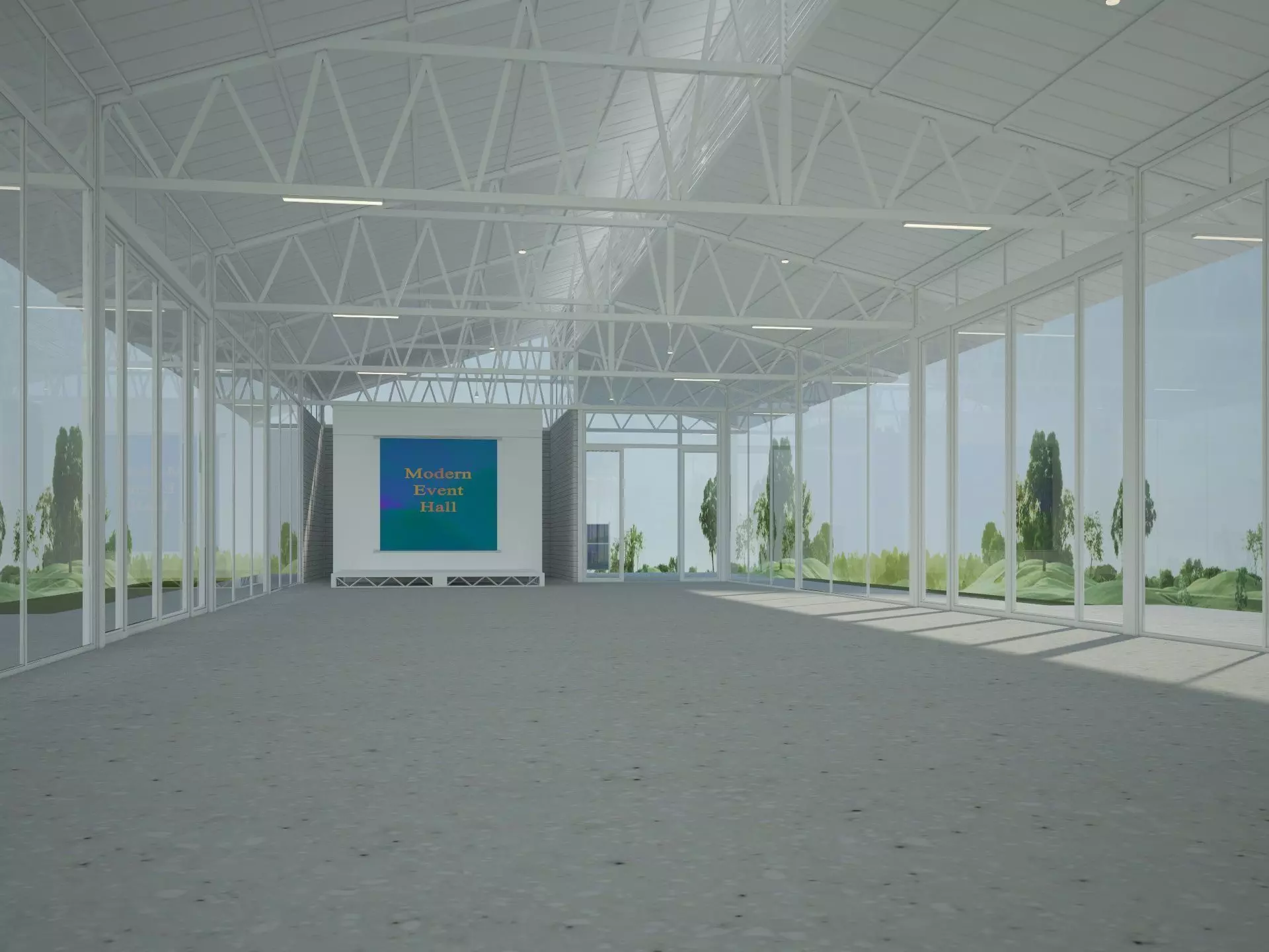 Modern Event Hall 3D model_0