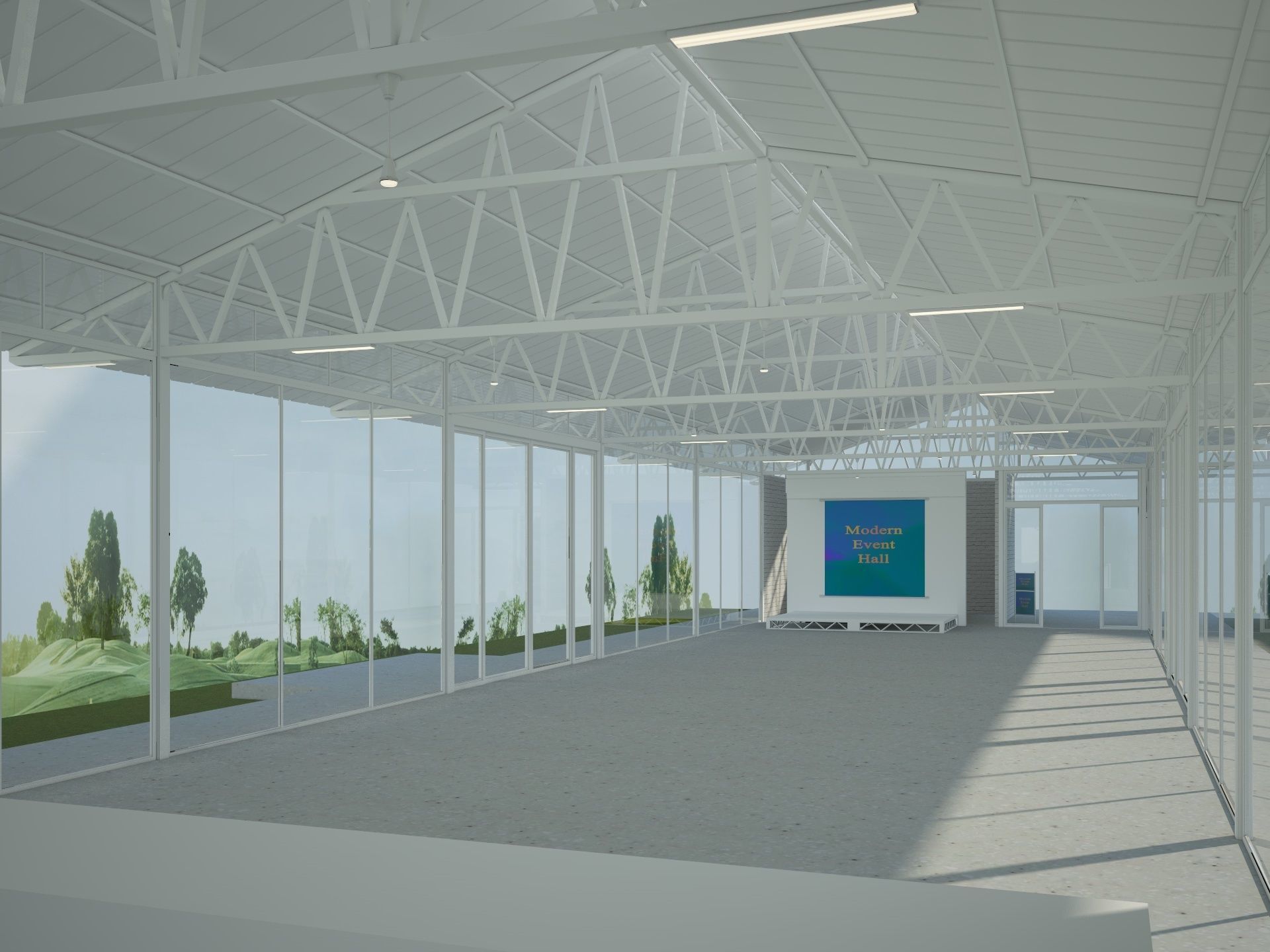 Modern Event Hall 3D model_1