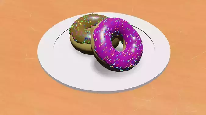 Free Low Poly Donut Plate