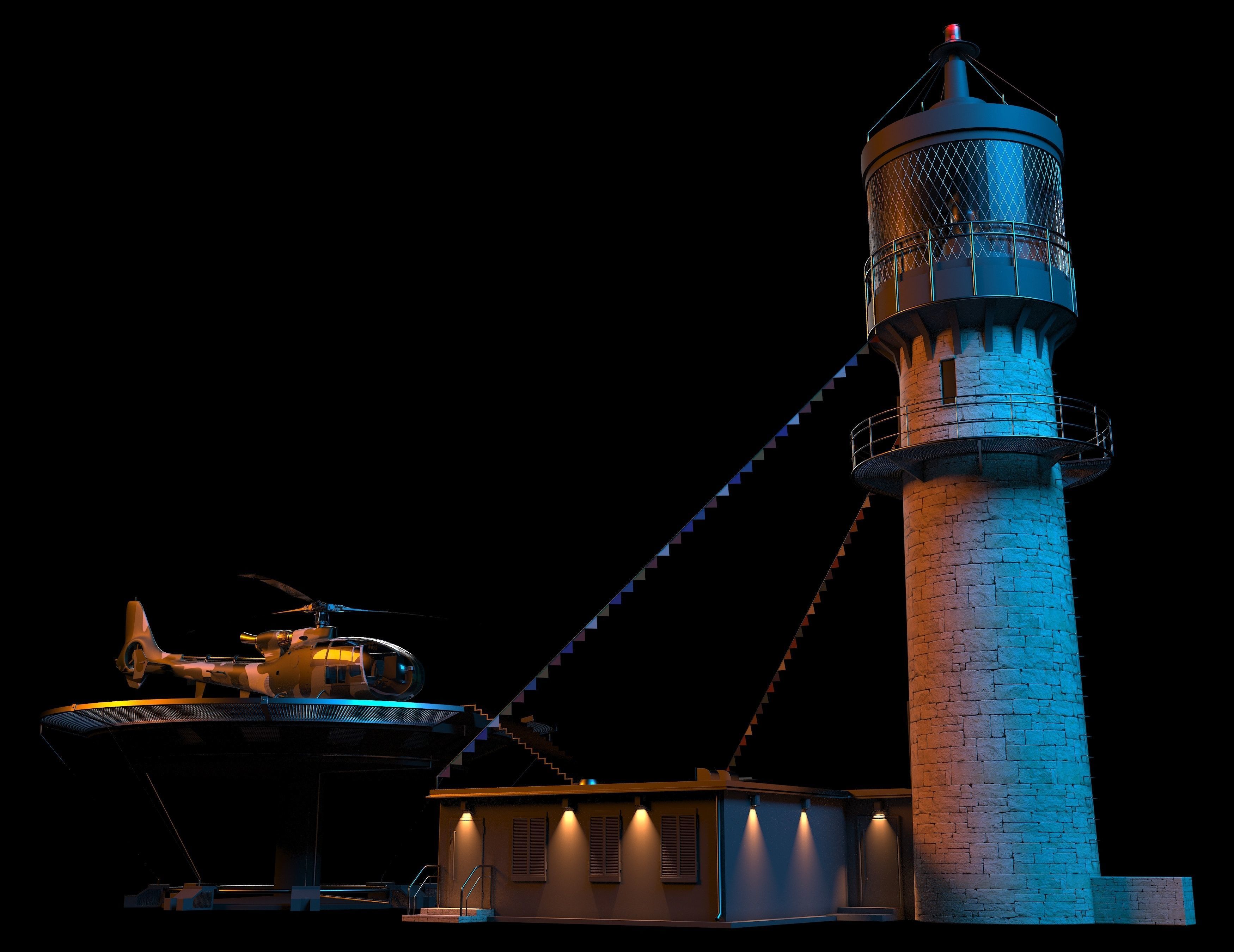 Lighthouse helicopter and 3D model_2