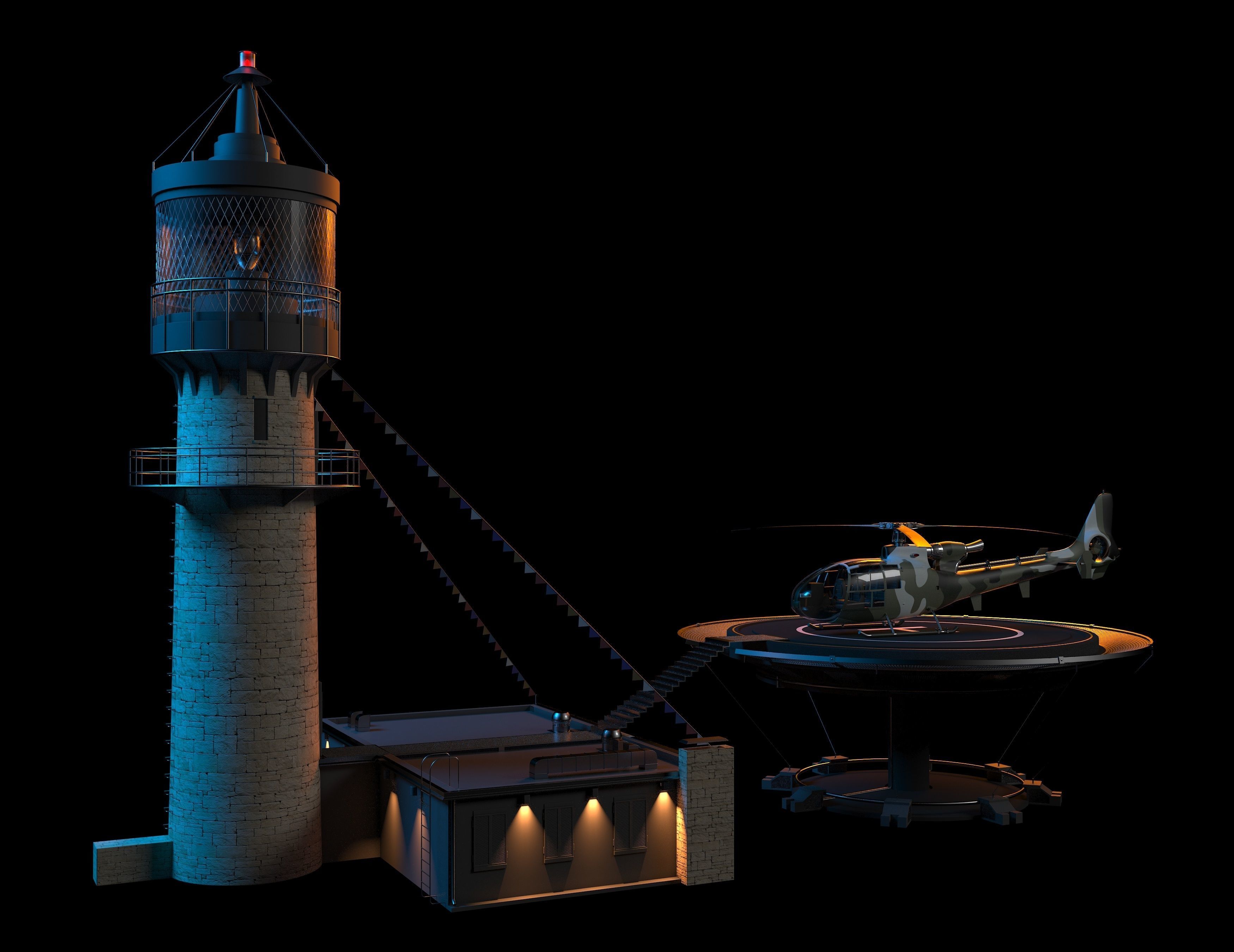 Lighthouse helicopter and 3D model_4