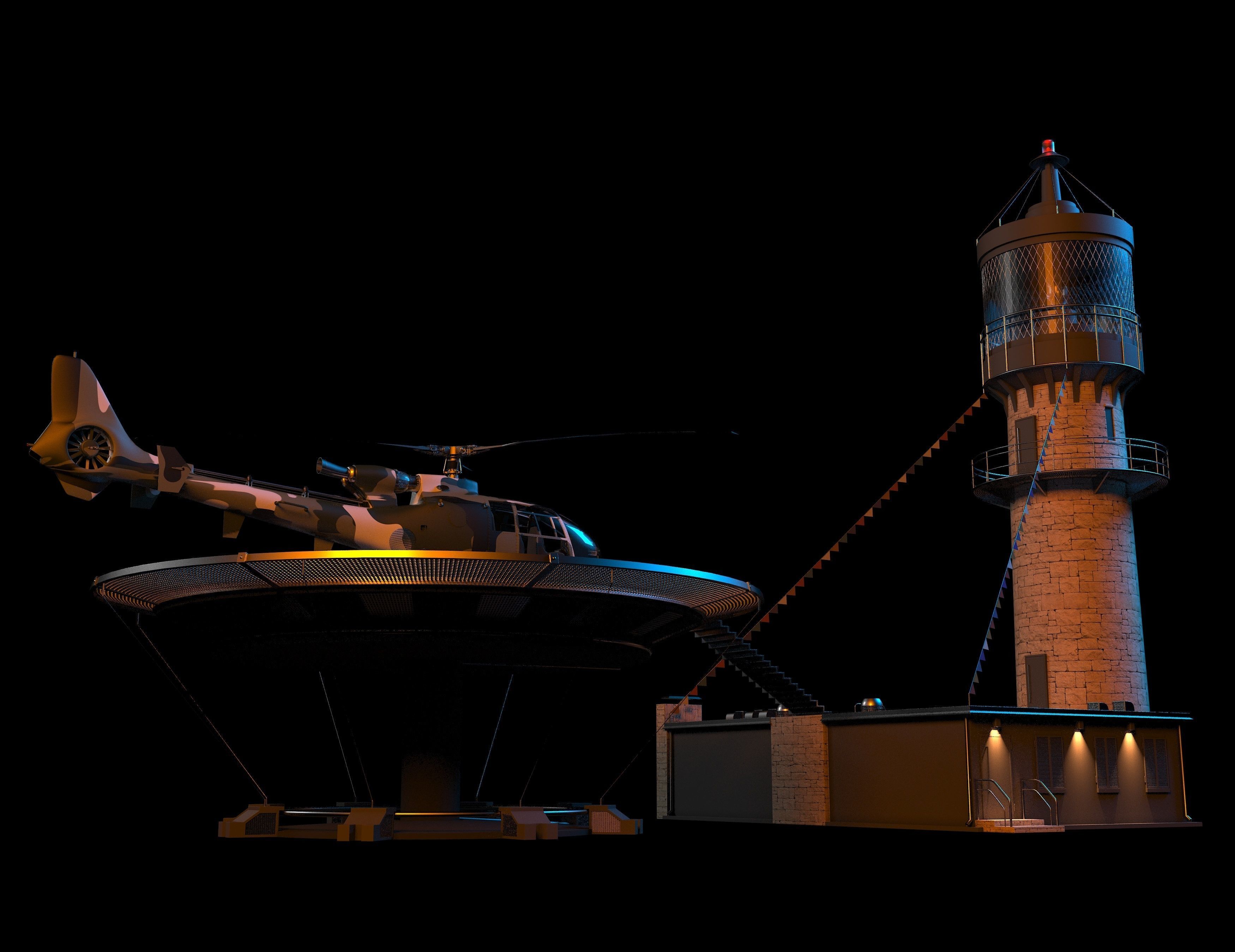 Lighthouse helicopter and 3D model_1