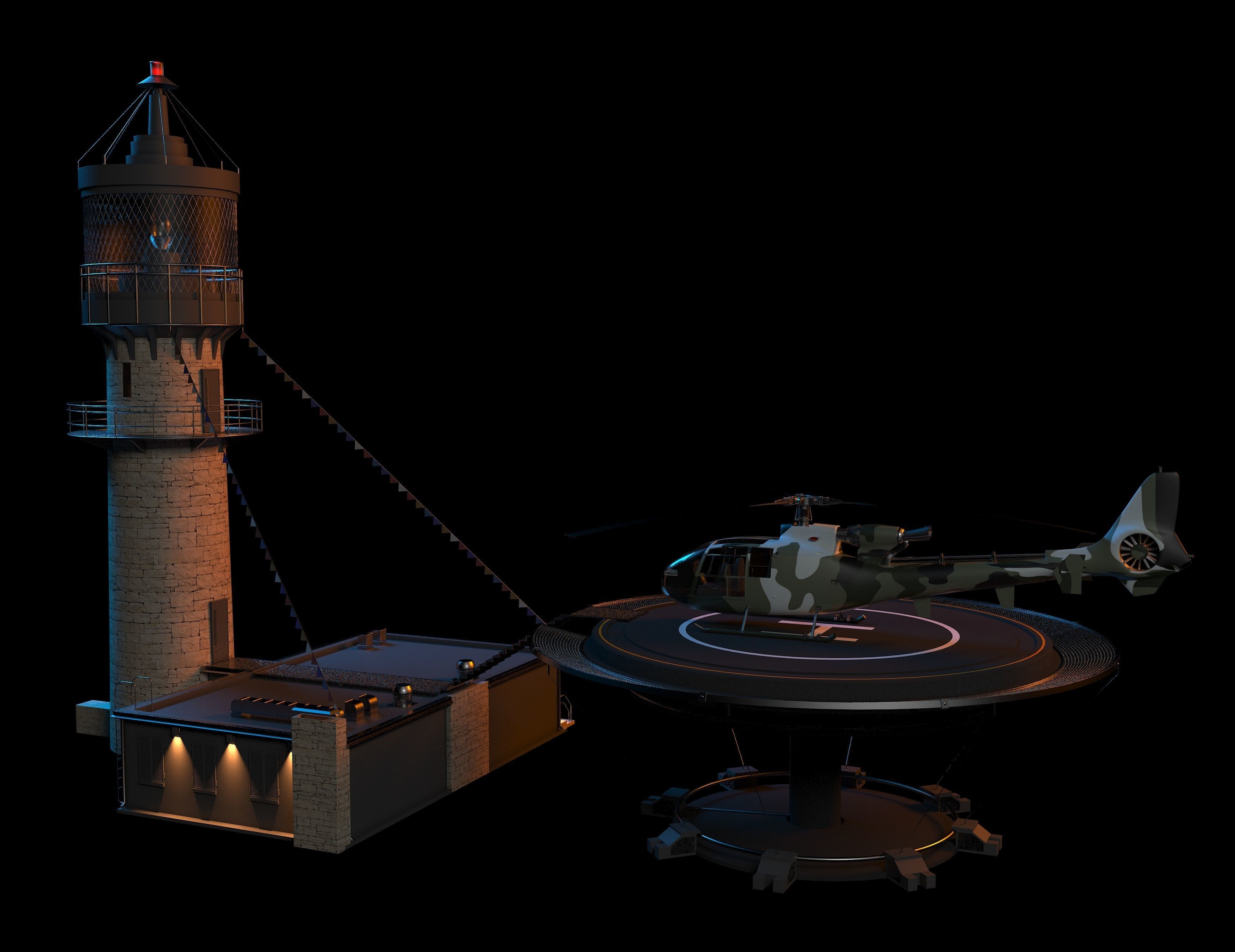Lighthouse helicopter and 3D model_3