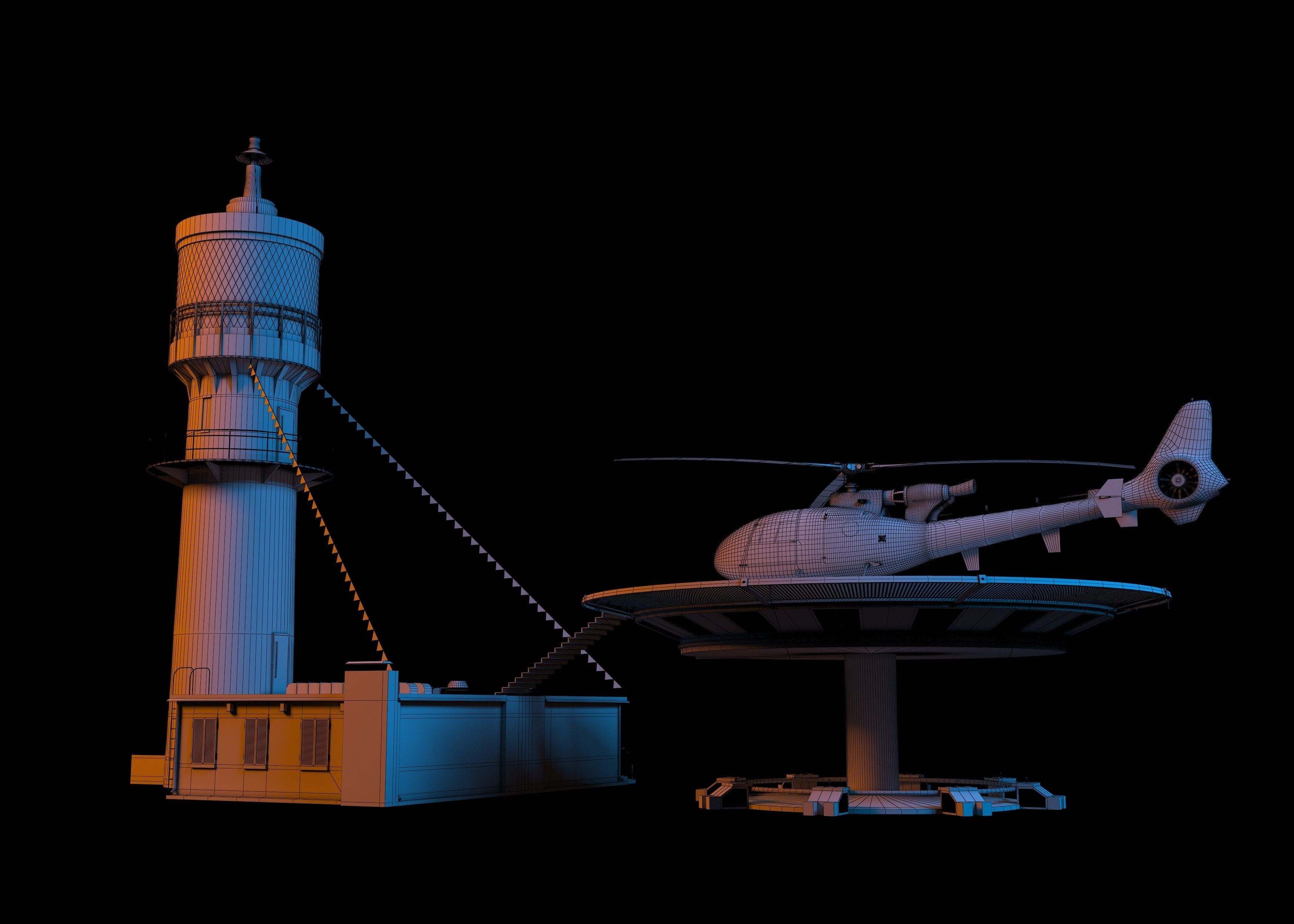 Lighthouse helicopter and 3D model_11