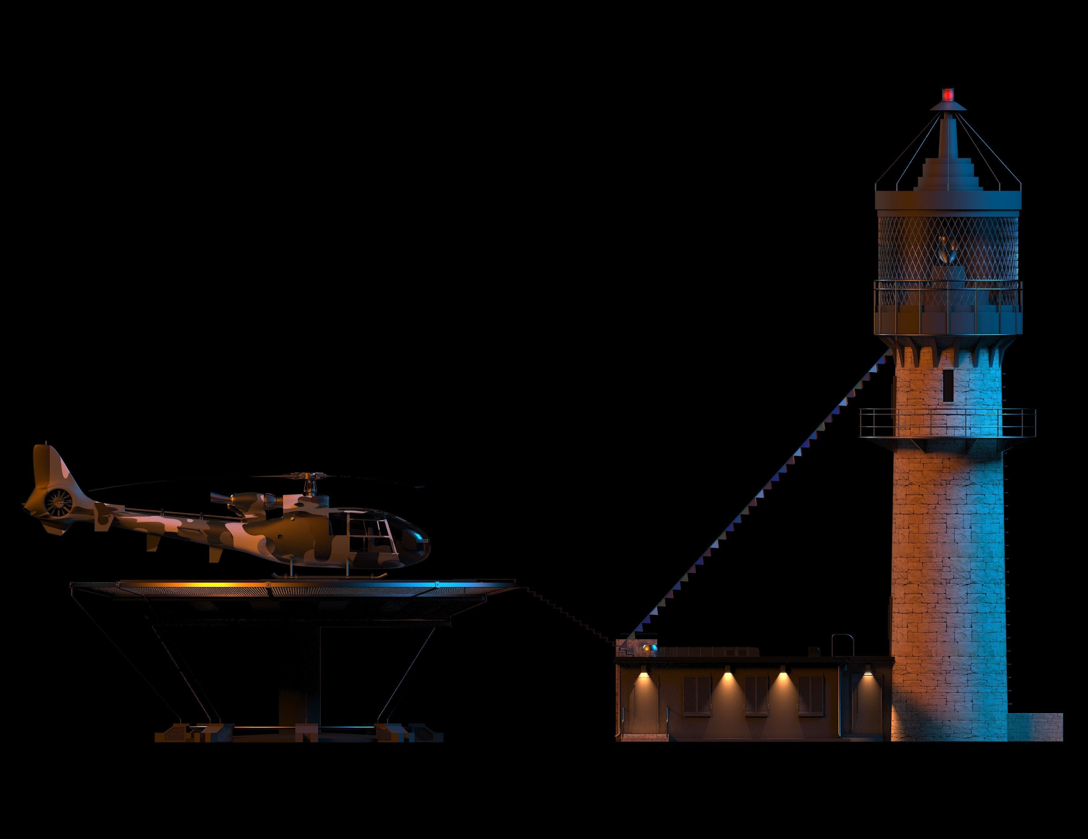 Lighthouse helicopter and 3D model_5
