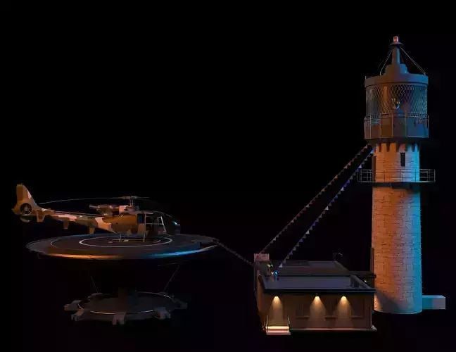 Lighthouse helicopter and 3D model