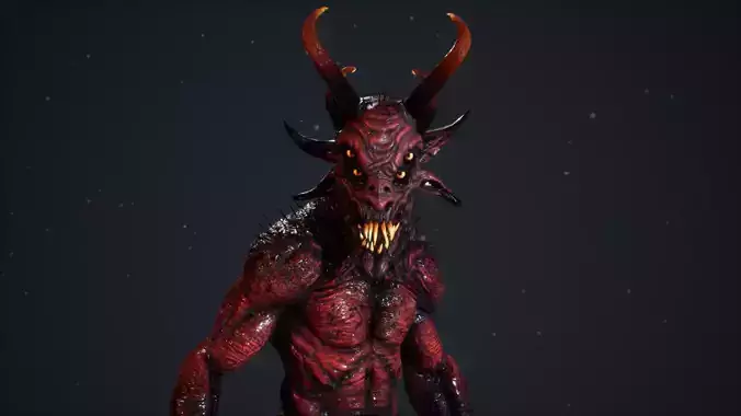 Demon 4 creature with horns Low-poly 3D model