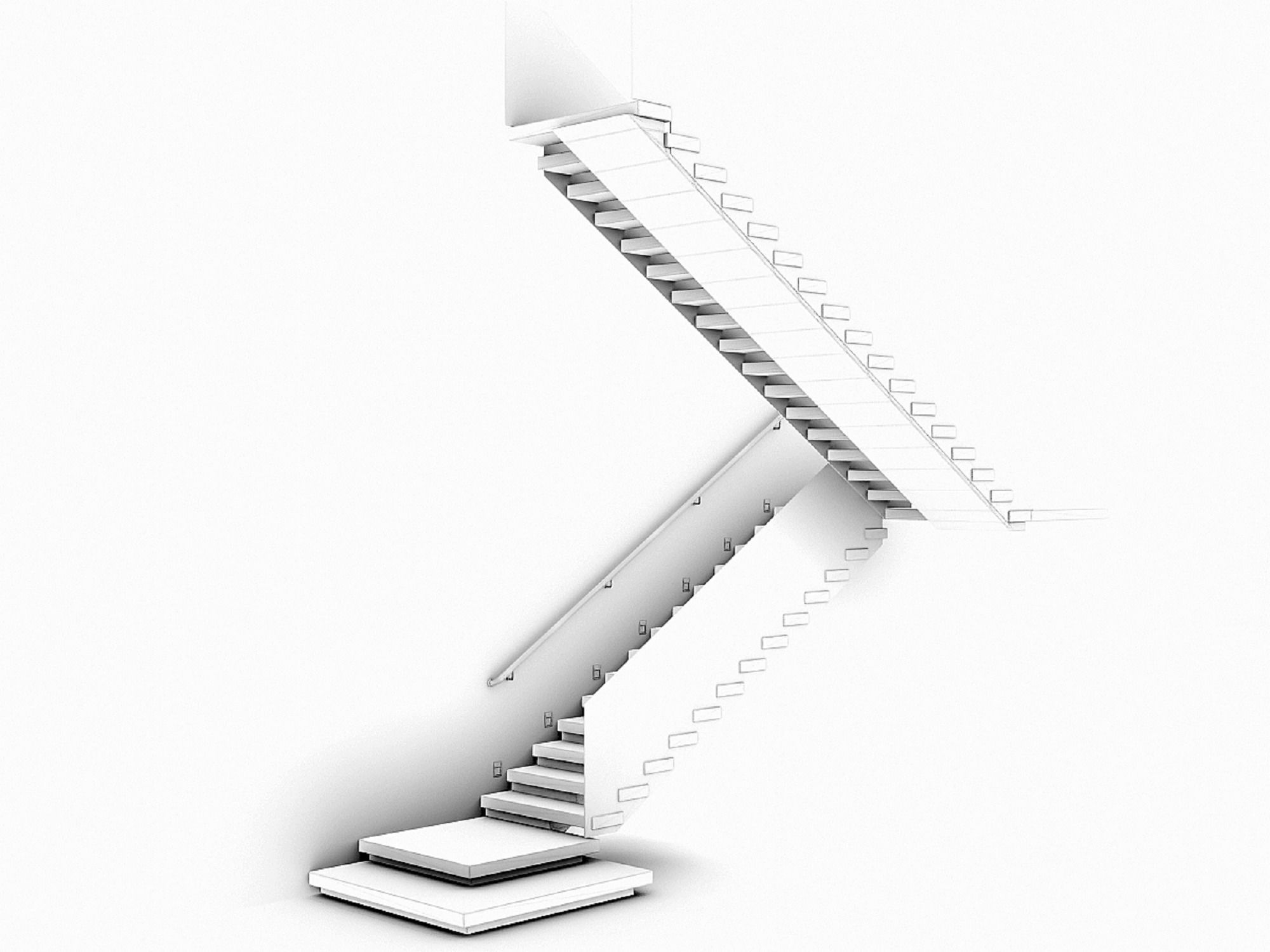 Stairs Set 03 - 2 floor Stairs with 3 diferent designs Low-poly 3D model_16