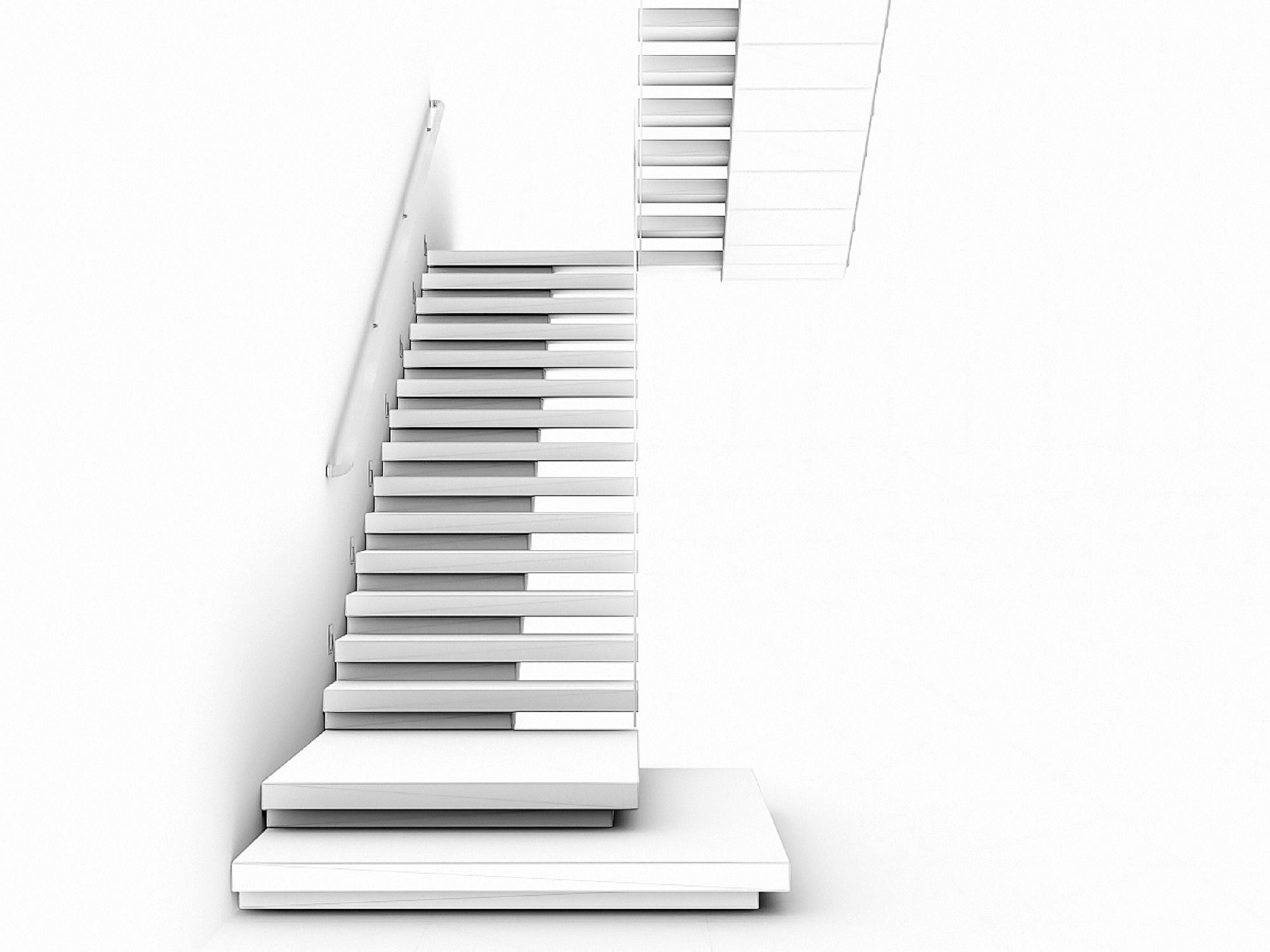 Stairs Set 03 - 2 floor Stairs with 3 diferent designs Low-poly 3D model_17